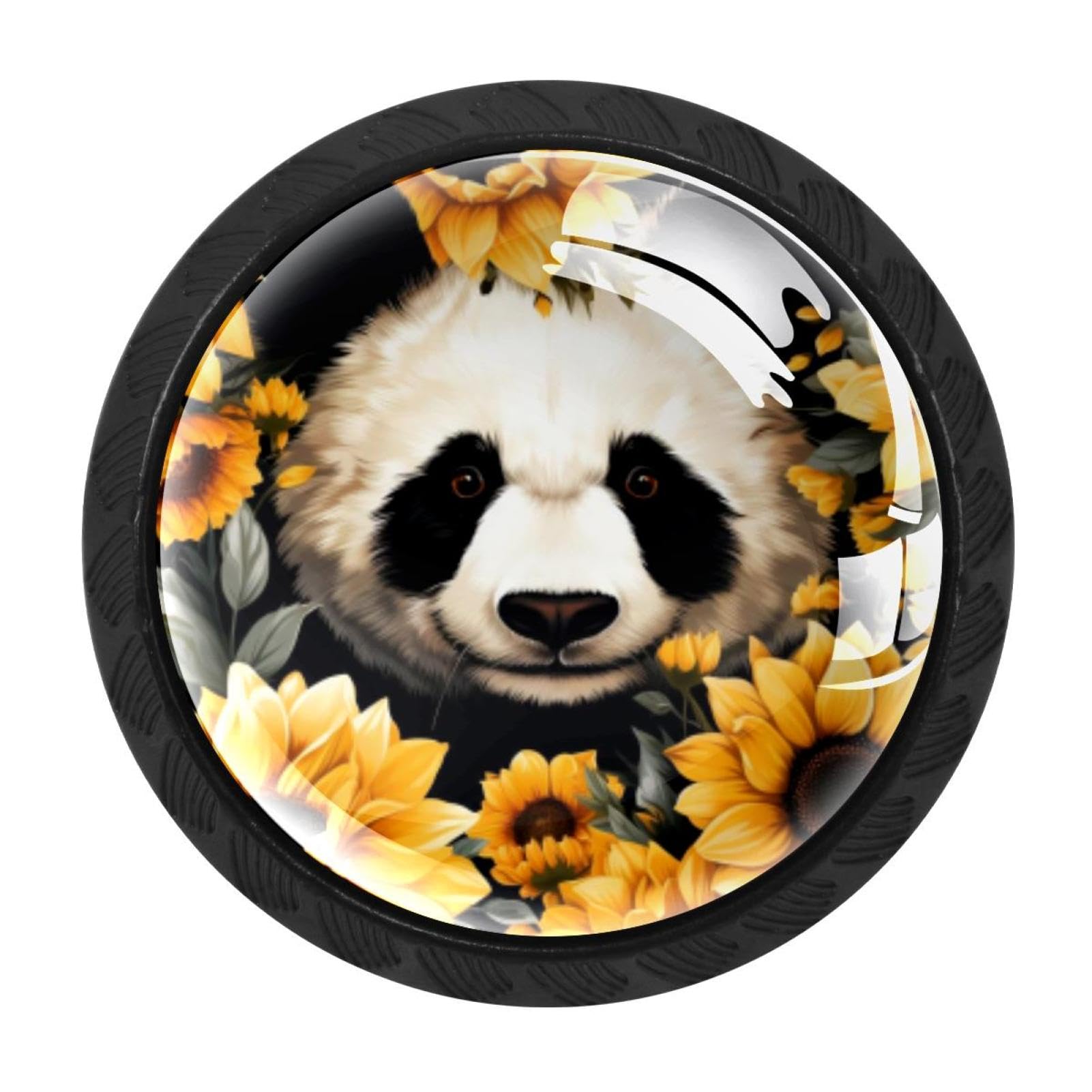 CHENZZZZ Panda Sunflower Cabinet Knobs 4 Pieces Drawer Kitchen Cabinets Dresser Cupboard Wardrobe Unique Pulls Handles