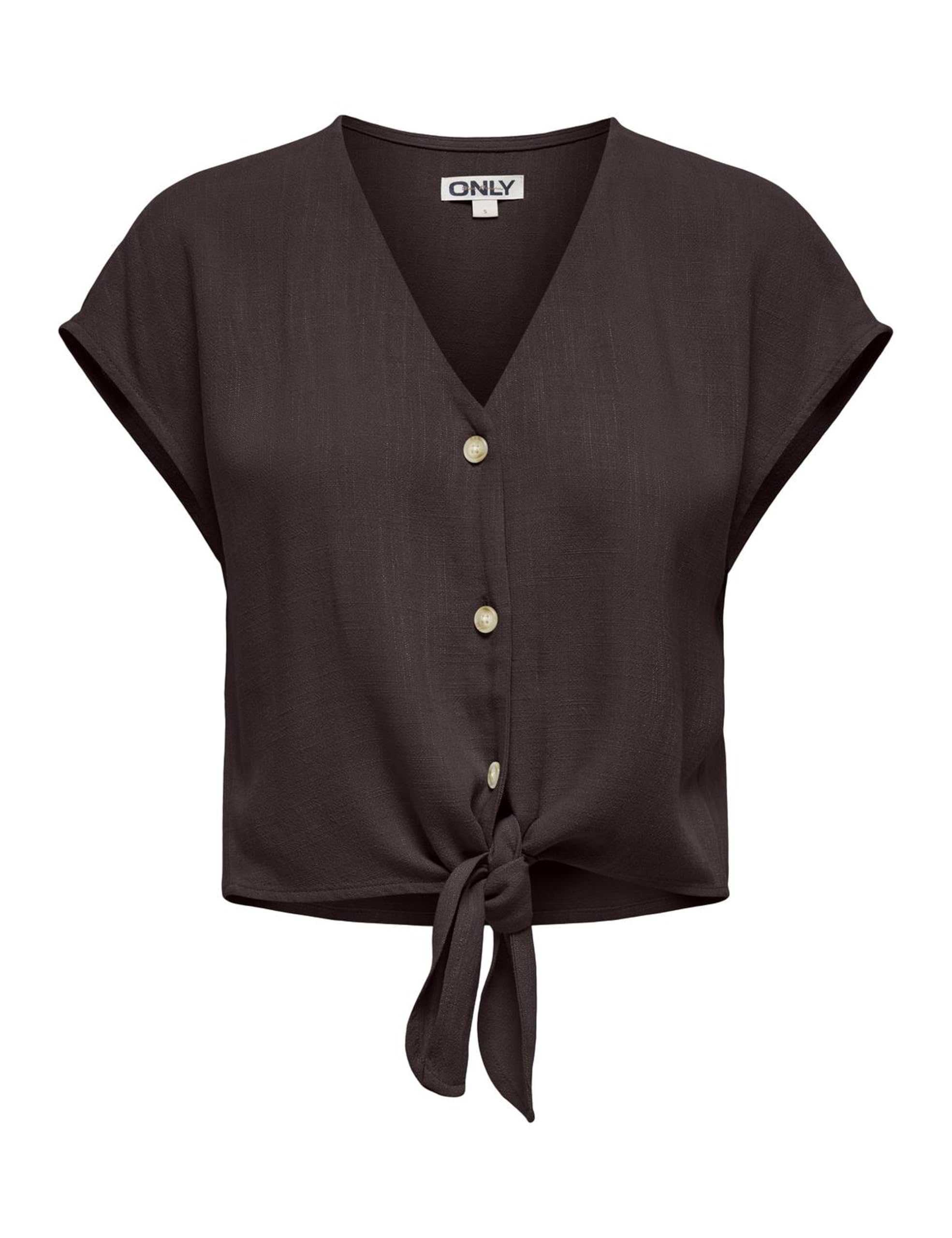 Only Women's Black Coffee Onlsiesta Ss Knot Lin Bl Shirt Pnt Noos Onlsiesta Ss Knot Lin Bl Shirt Pnt Noos (Pack Of 1), Xs