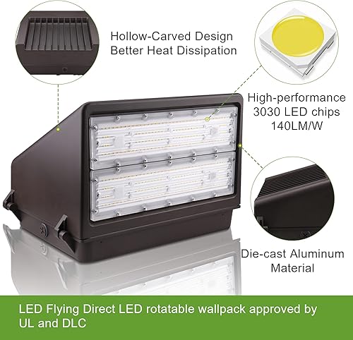 Miniatura 4 de Paquete de pared LED delgado con fotocélula, CCT seleccionable y potencia 30K40K50K, 80W100W120W seleccionable, hasta 15600LM, lente de vidrio