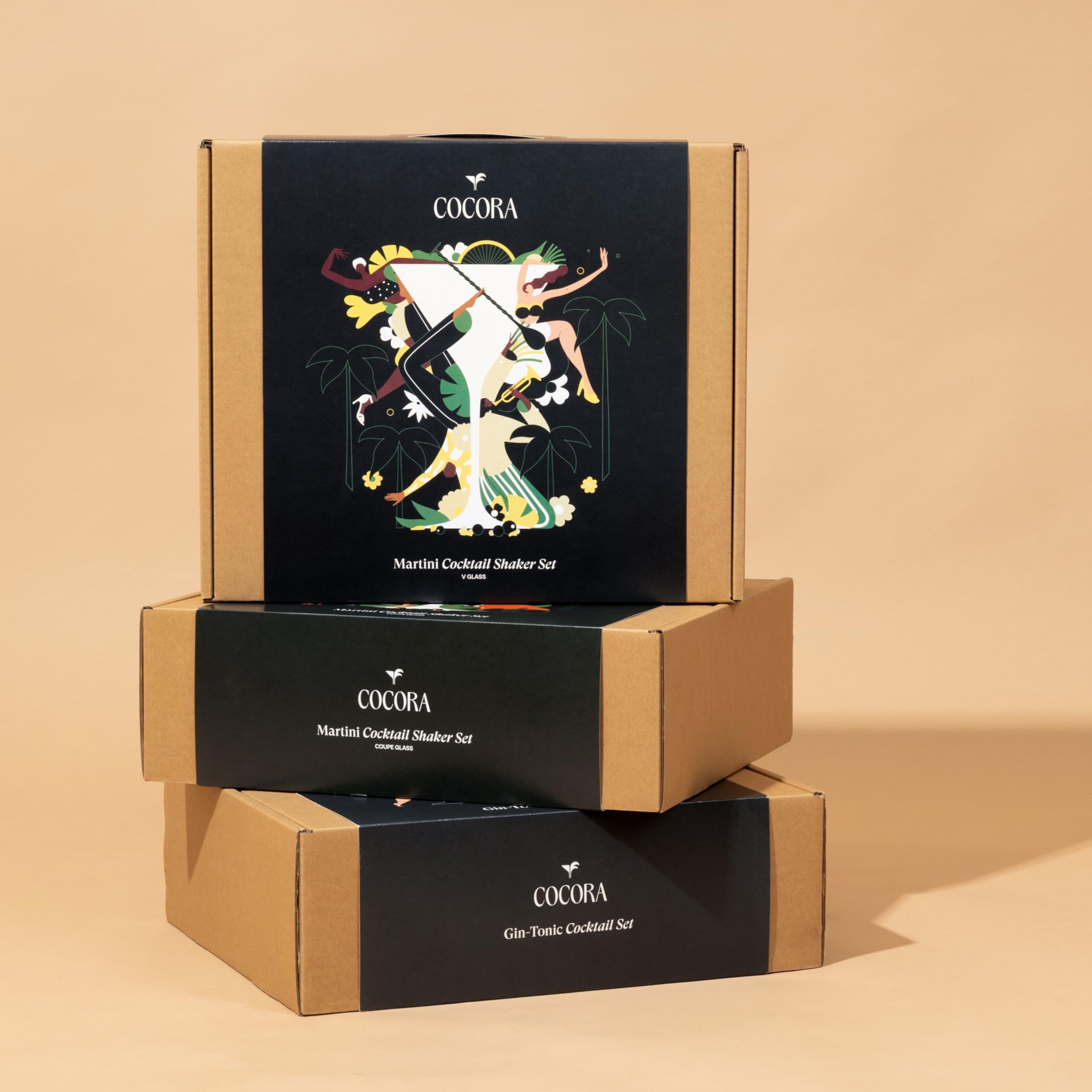 Juego de Martini Cocora | Set de Cóctel de 8 Piezas con Vasos | Coctelera, Taza medidora | Copas de cóctel de Martini | Libro de cócteles (Espresso Martini, Cosmopolitan)