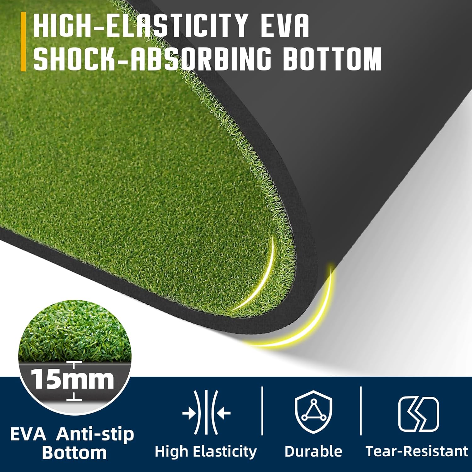 Dual-Turf Golf Mat 36mm: 5x4ft/5x5ft Extra Thick Golf Hitting Mats Practice Outdoor Indoor, High-Density Artificial Hitting Training Matt for Garage Simulator Chipping Driving Swing