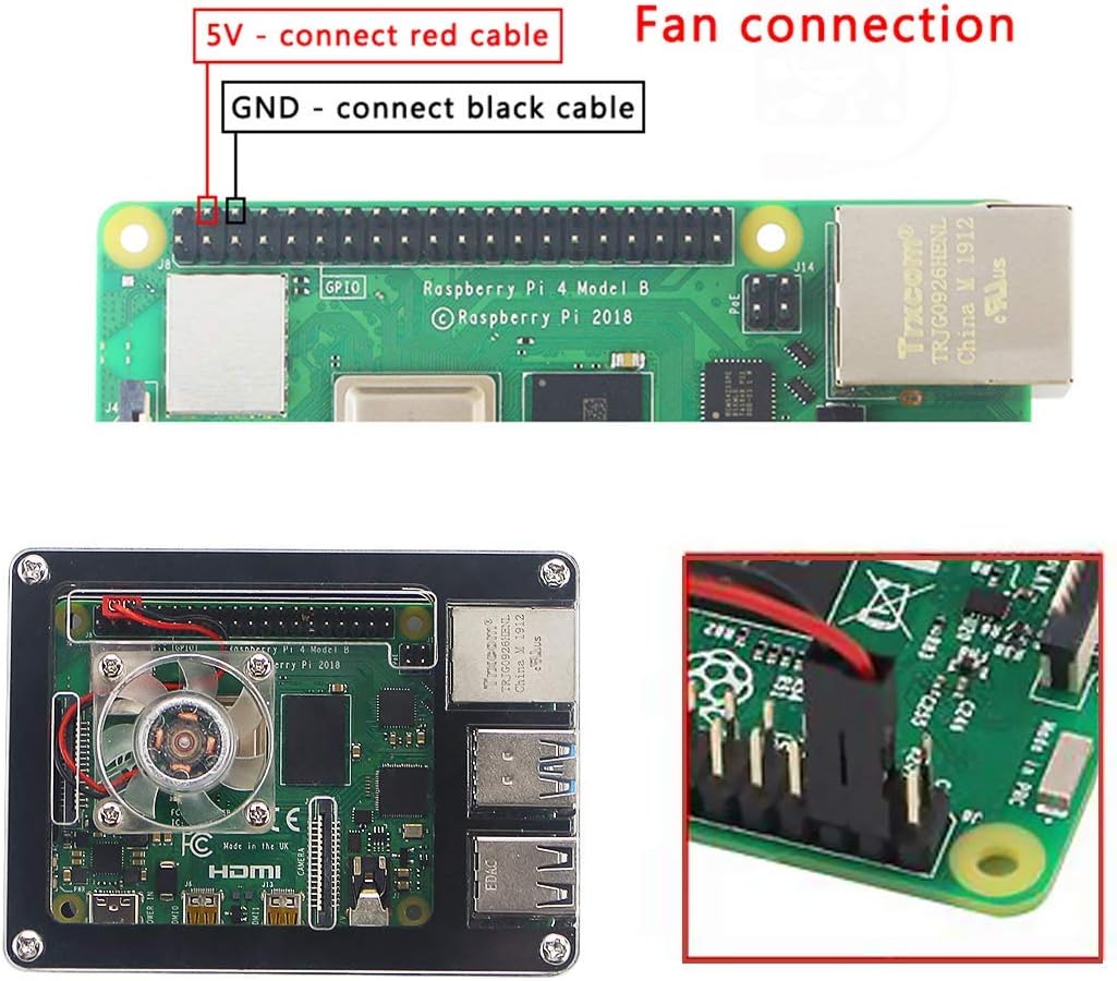 MakerFocus 2pcs Raspberry Pi 4 Fan, Raspberry Pi Cooling Fan DC Brushless CPU Quiet LED Cooling Fan 30mm 30mm Fan Cooler Radiator 3 to 5.8V for Raspberry Pi 4 Model B, Raspberry Pi 3B+ 3B 2B+