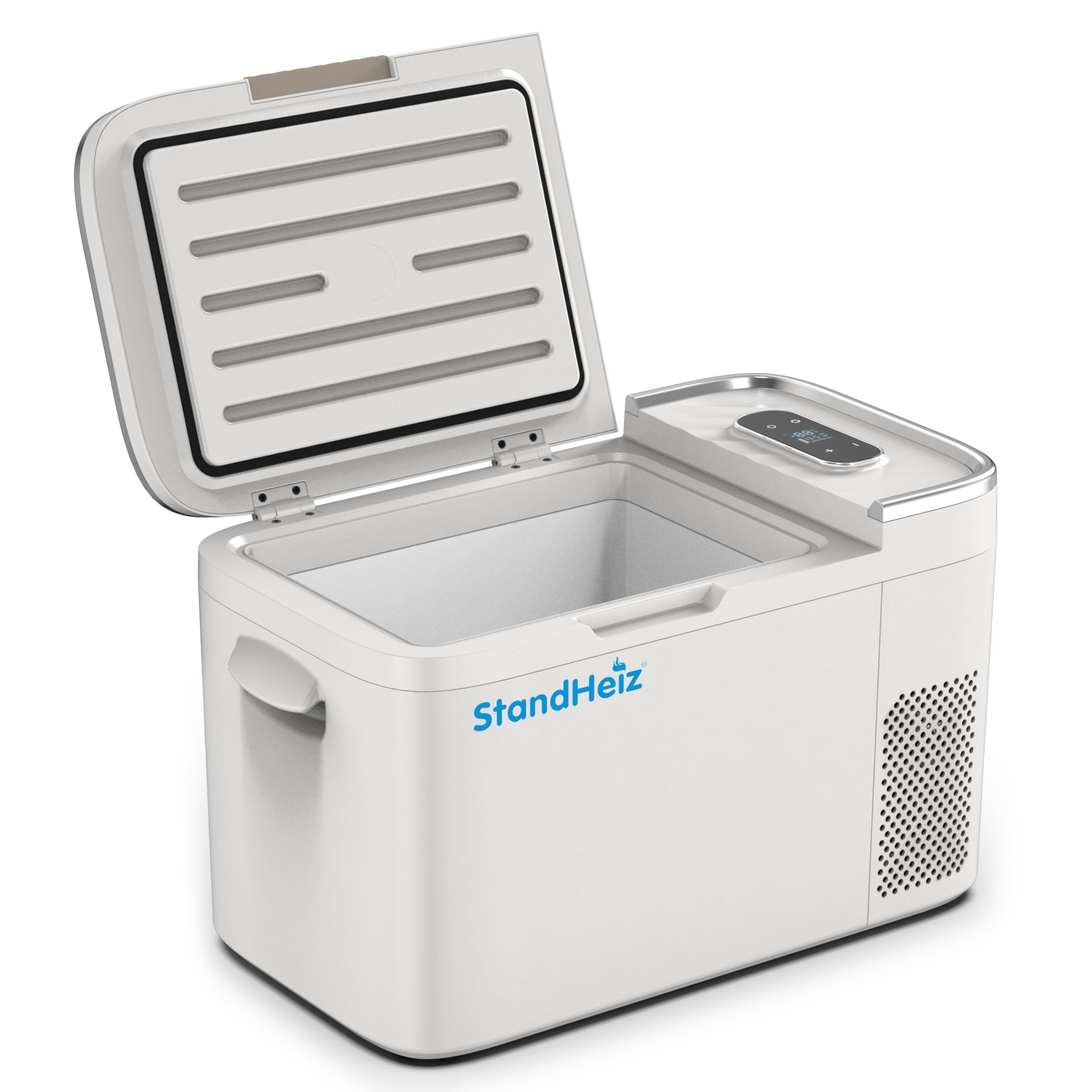 Mini lodówka kompresor 25 l – przenośna lodówka podróżna do samochodu i na kemping, 12 V/24 V/230 V, funkcja zamrażania do -20°C, cicha i energooszczędna, do samochodu, kampera i na zewnątrz