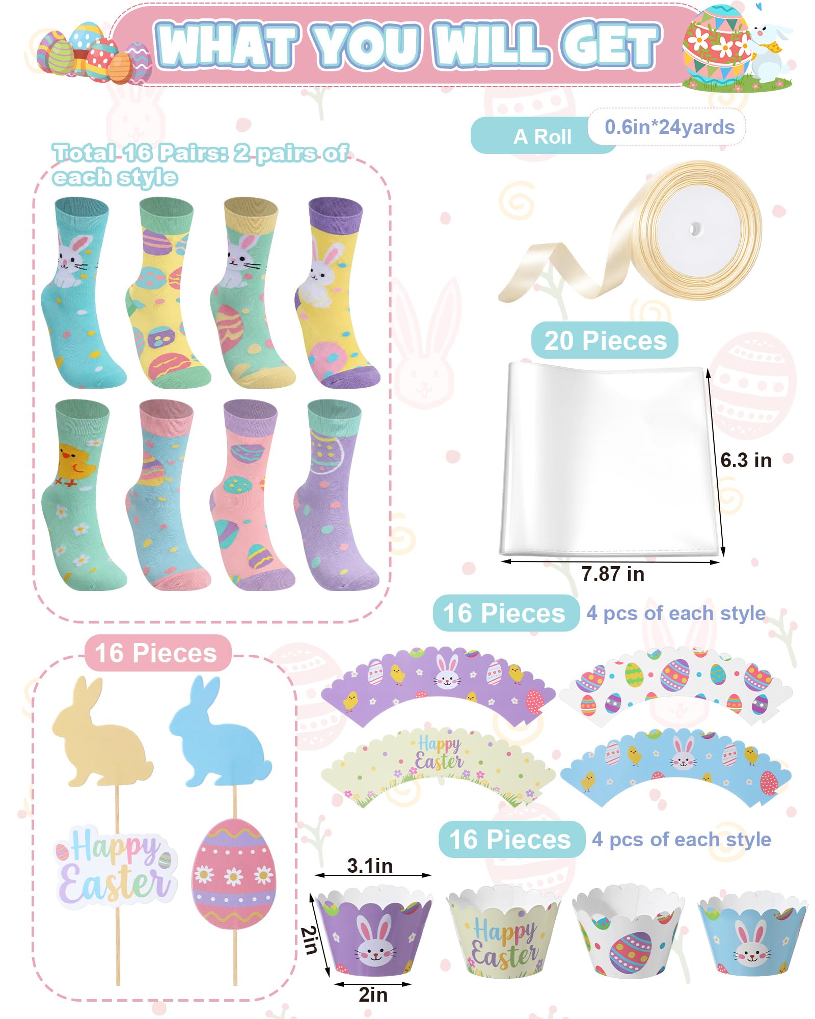 16 Pairs Graduation Cupcake Socks for Graduates Crew Cotton Socks Gift Bulk for Graduation Basket Stuffers