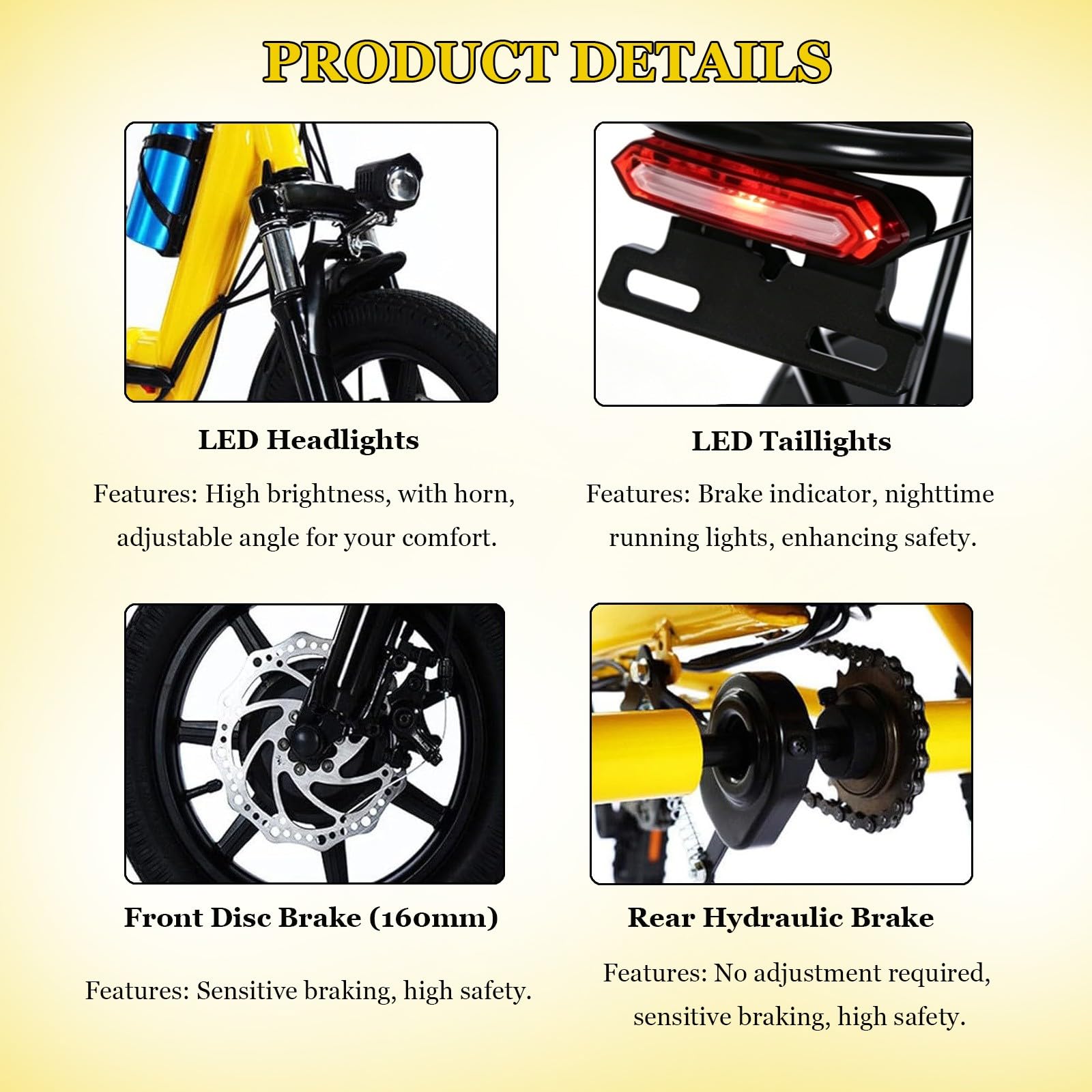 Triciclo Elettrico Per Adulti/Trike Elettrico,Autonomia 45-70 Km,Bici Elettrica A 3 Ruote,Con Ampio Cestino E Batteria Rimovibile Da 48V 10.4 Ah,Per Uomini E Donne Yellow