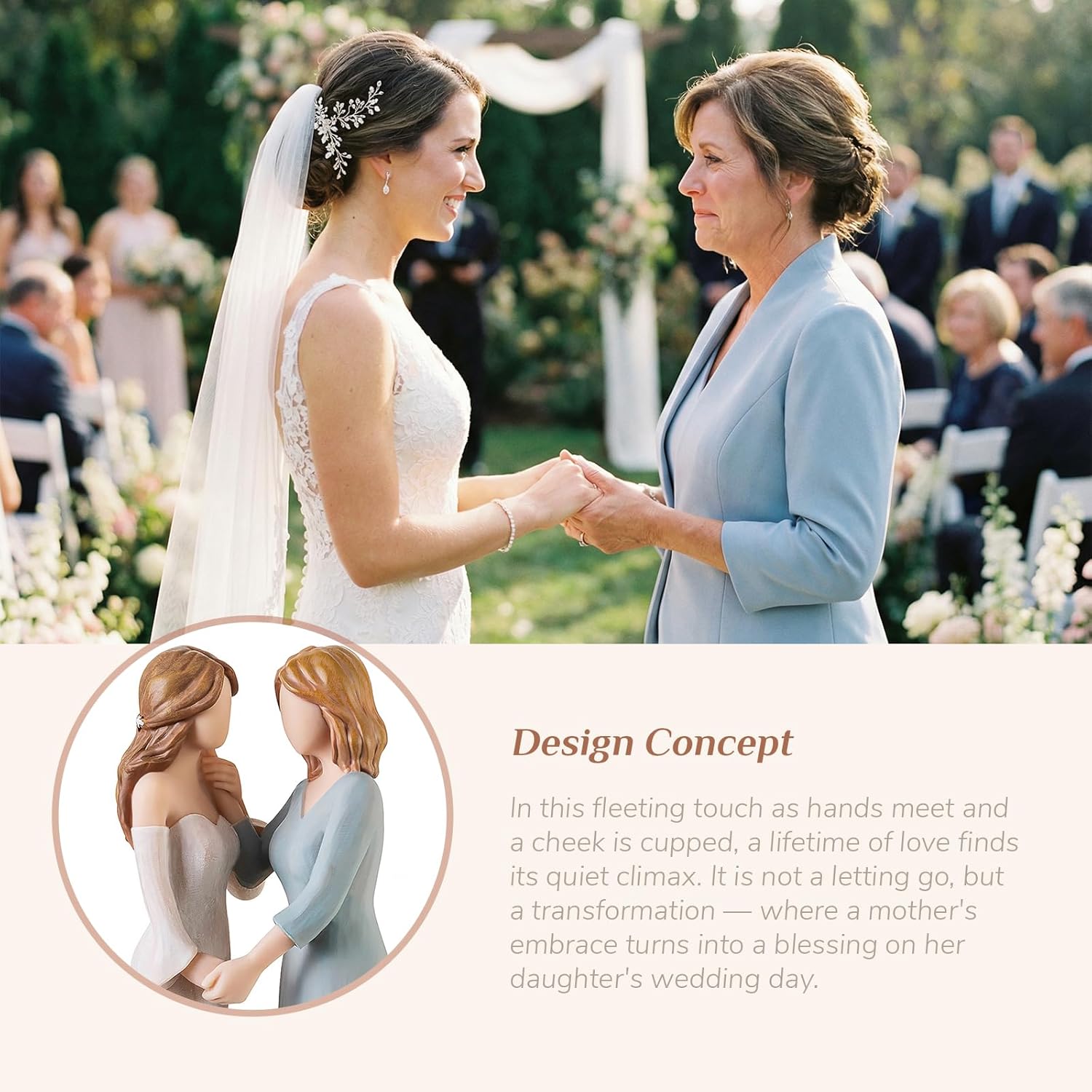 Storieme Mother of The Bride Gifts from Daughter: Mom Touches Bride's Cheek Wedding Figurine Keepsake for Mom on Wedding Day - Unique Mother's Day Birthday Present
