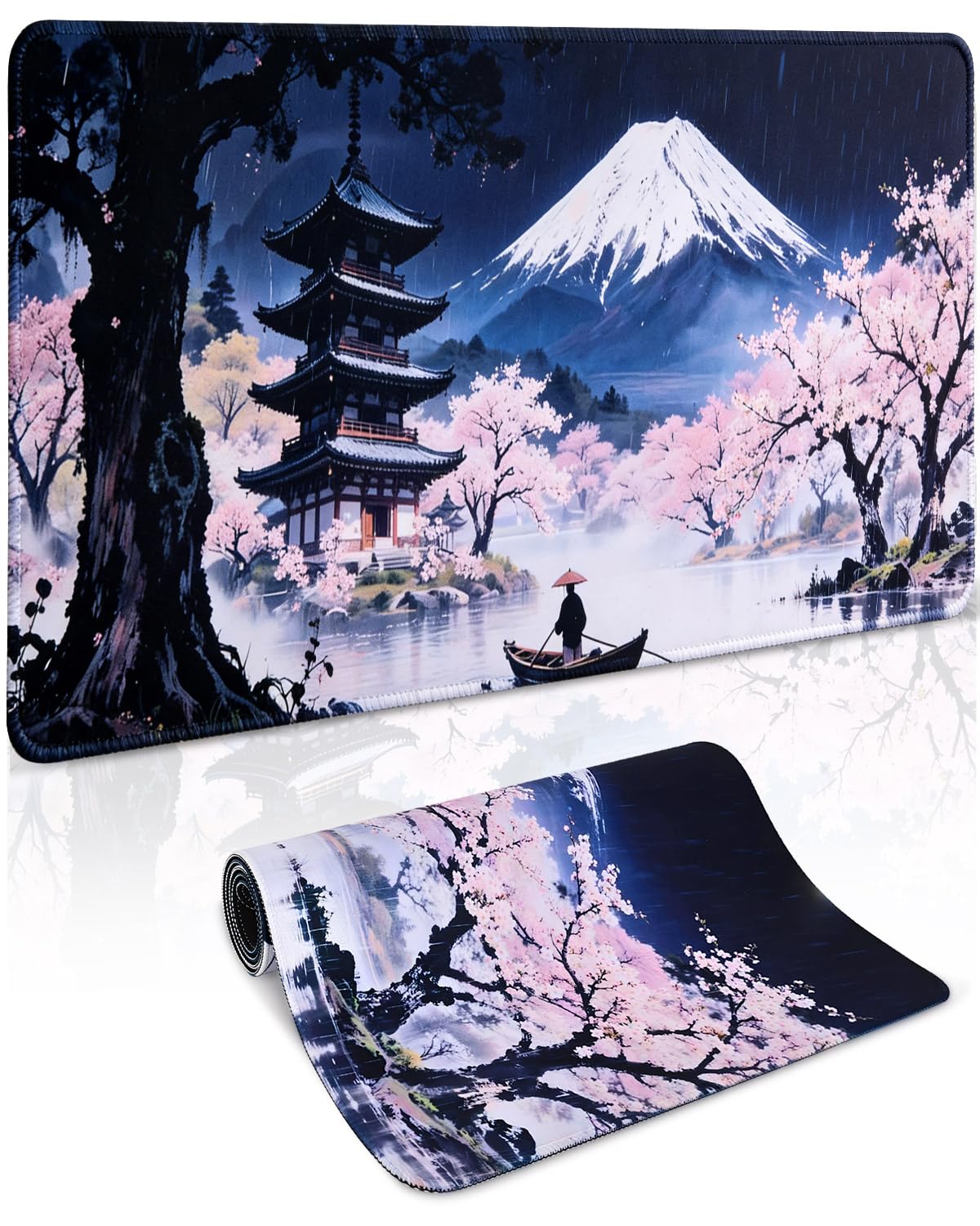 XXL Mauspad Gaming Anime Japanische Kunst 900x400mm, Großes Schreibtisch Mauspad mit Starker Anti-Rutsch Haftung, Perfektem Griffgefühl, Ideal für E-Sport, PC, Tastatur & Maus Gamer Zubehör