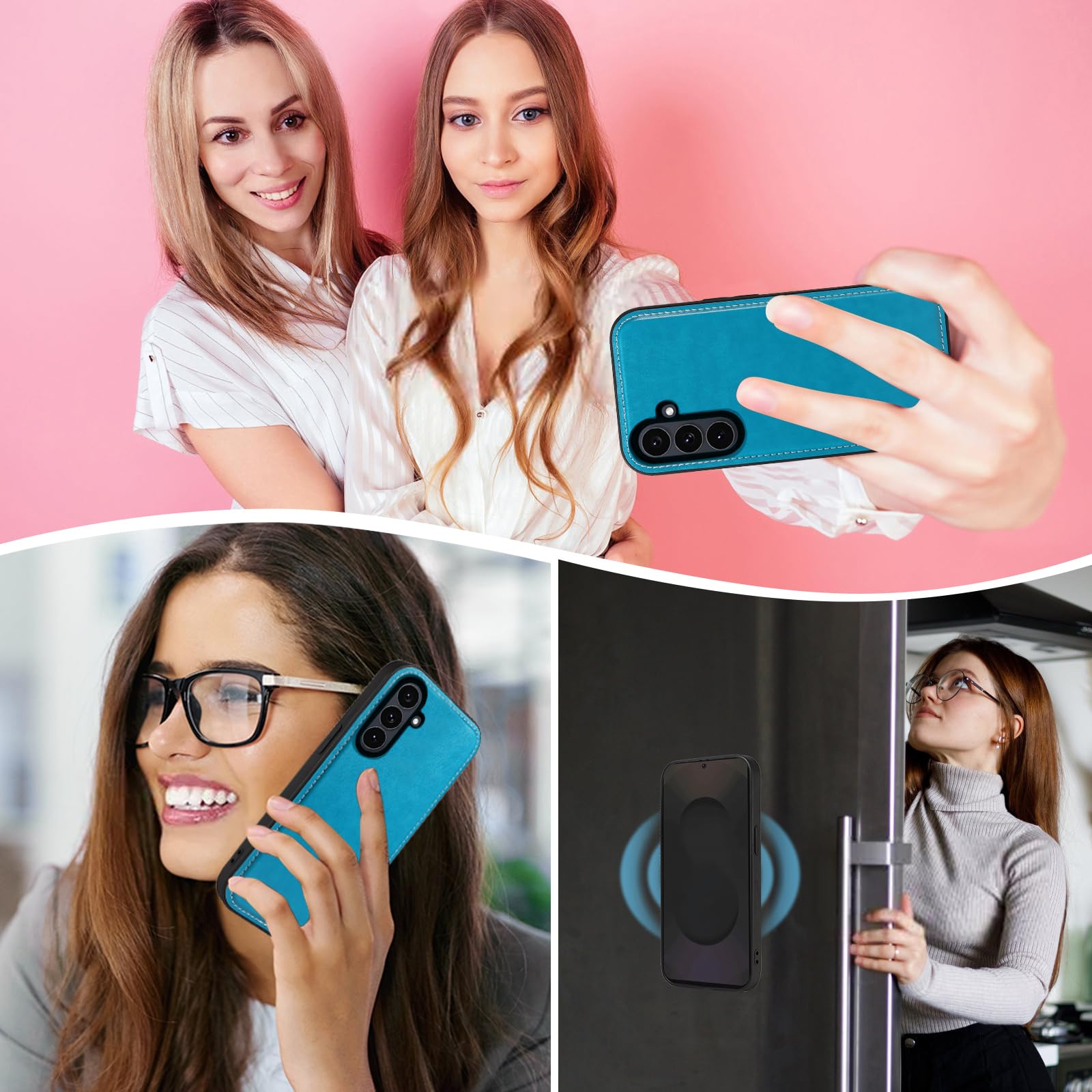 Asuwish Funda de teléfono para Samsung Galaxy S25 FE 5G con cremallera, funda desmontable para celular con protector de pantalla de vidrio templado, correa cruzada para la muñeca, tarjetero de flores