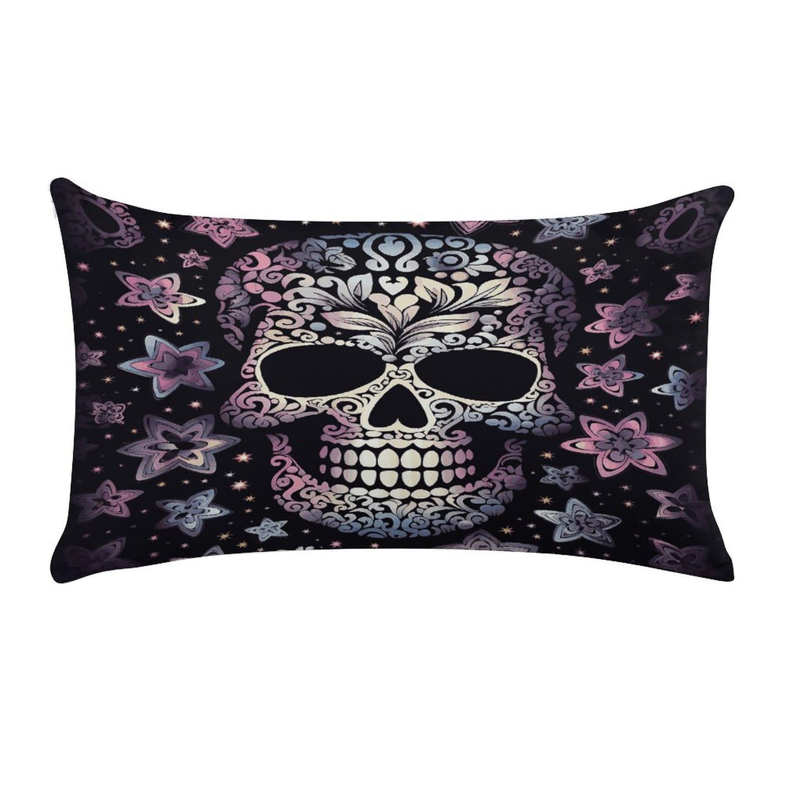 FekiLoot Super Soft Lumbar Throw Pillow Cover 12"x 20", Rectangle Luxury Plush Pillowcase Fade Resistant Pillow Protector Cool Skull Pillow Case Pillow Shams for Sofa Bed Living Room
