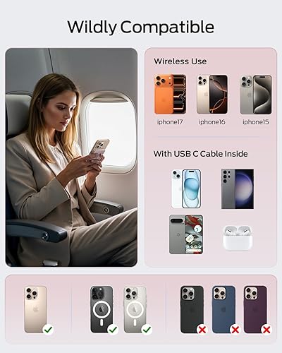 Vista 3 de MOVE SPEED 0.5'' 10,000mAh Banco Magnético de Energía, Cargador Portátil MagSafe de Diseño de Aleación, Paquete de Batería Magsafe de Carga Rápida