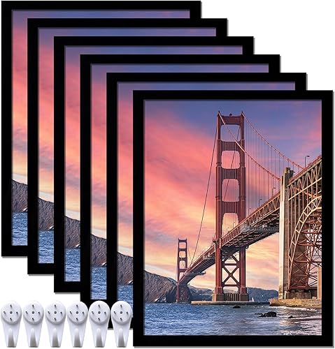 Miniatura 46 de 6 juegos de marcos de fotos de 8 x 10 pulgadas, marcos para lienzo de 8 x 10 pulgadas, collage de fotos, póster, certificado, galería de pared, Negro
