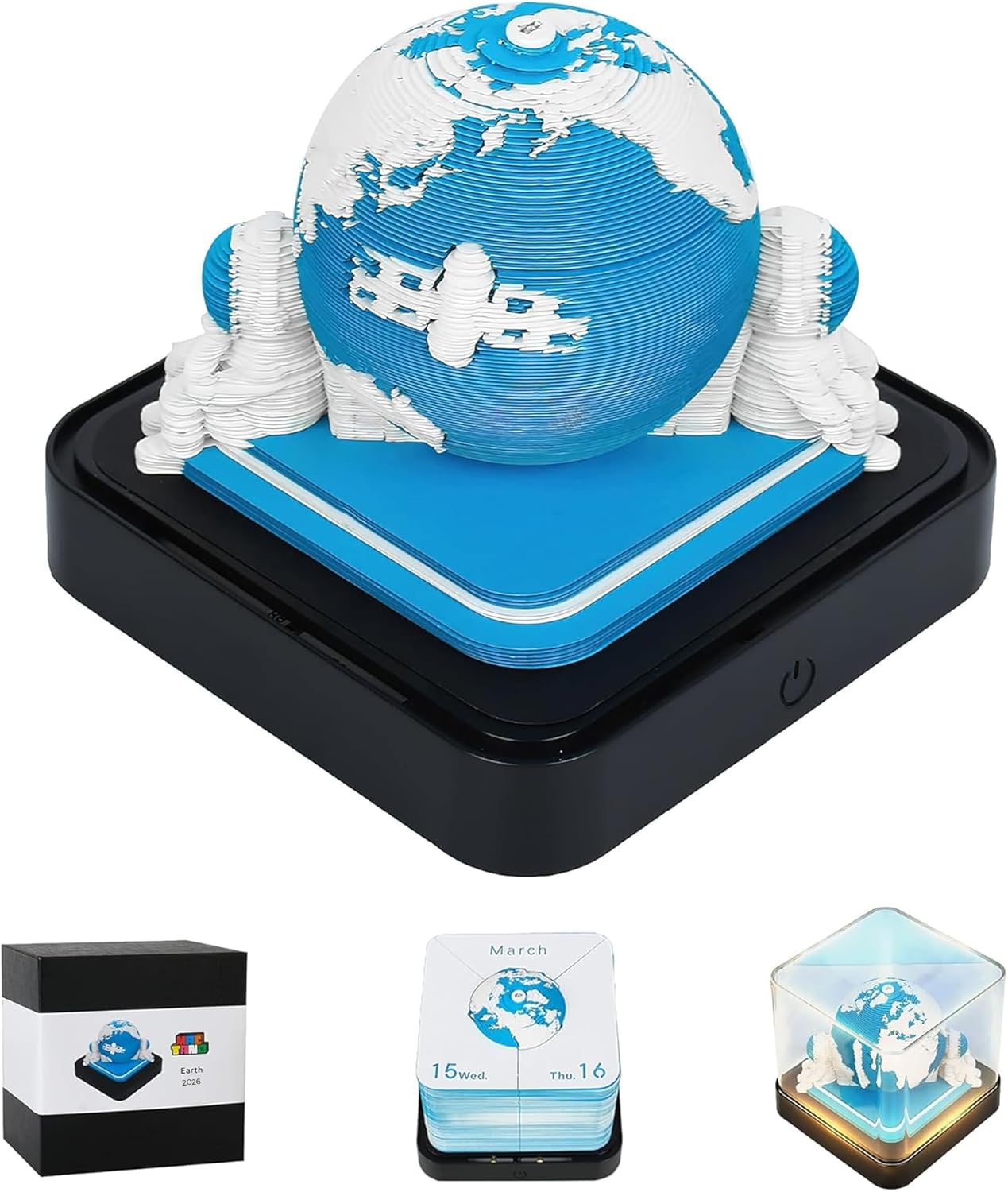MACTANO 3D Art Calendar Memo Pad 2026, Creative Time Piece Calendar Earth Paper Carving Sticky Note Tear-off Calendars