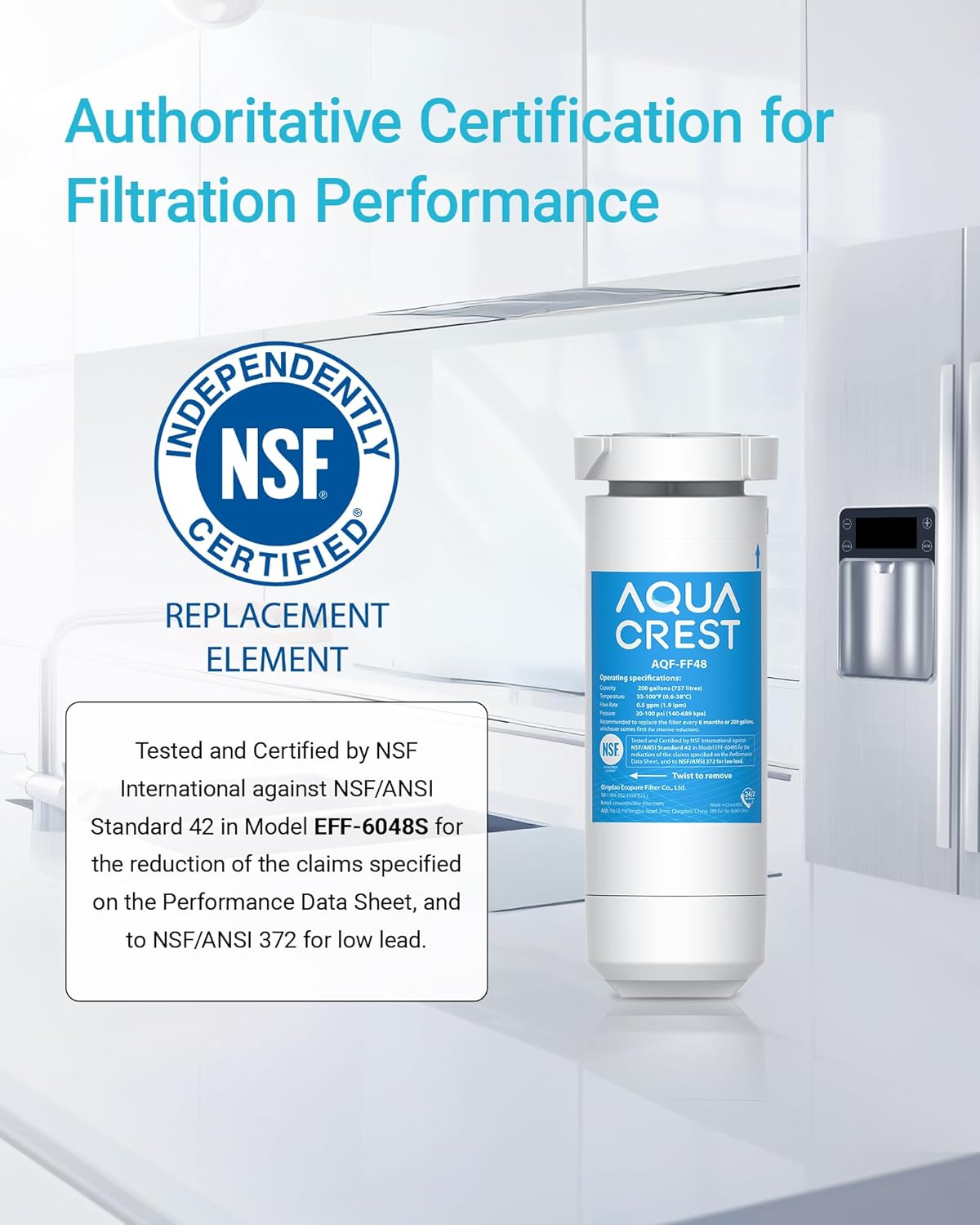 AQUA CREST XWF Replacement for GE® XWF, NSF Certified Refrigerator Water Filter, 3 Filters (Not XWFE®) - Image 5