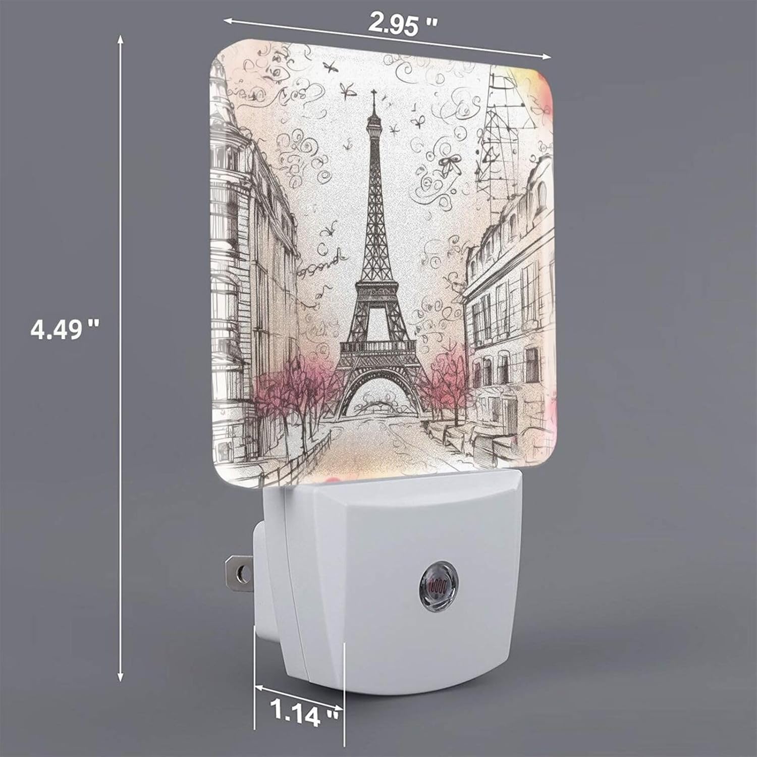 2 Pack French Paris Tour Eiffel Tower Night Light Plug in Dusk to Dawn Sensor LED Night Lights Plug into Wall Modern Night Lamp with Smart Sensor Automatic Nightlights for Kids Room Bedroom Decor image 2