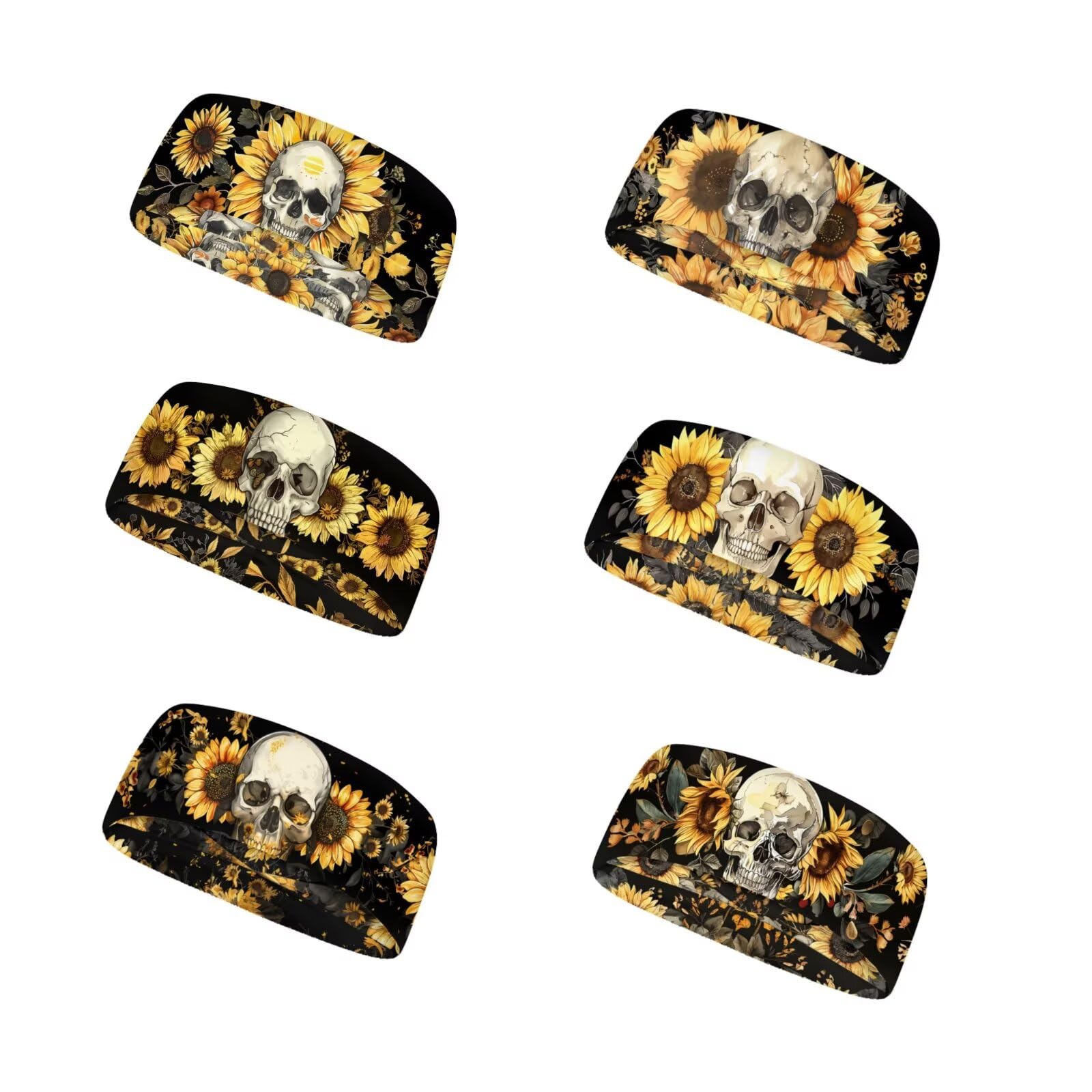 Forchrinse Sunflower with Text Print 6Pieces Sport Sweatband Headband for Soft Elasitc Headband Hair Bands Unisex Outdoor Sport Headbands