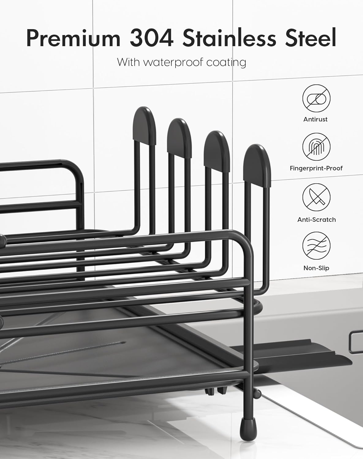 AINSEALA Escurridor De Trastes, Escurridor De Trastes Acero Inoxidable Con Bande