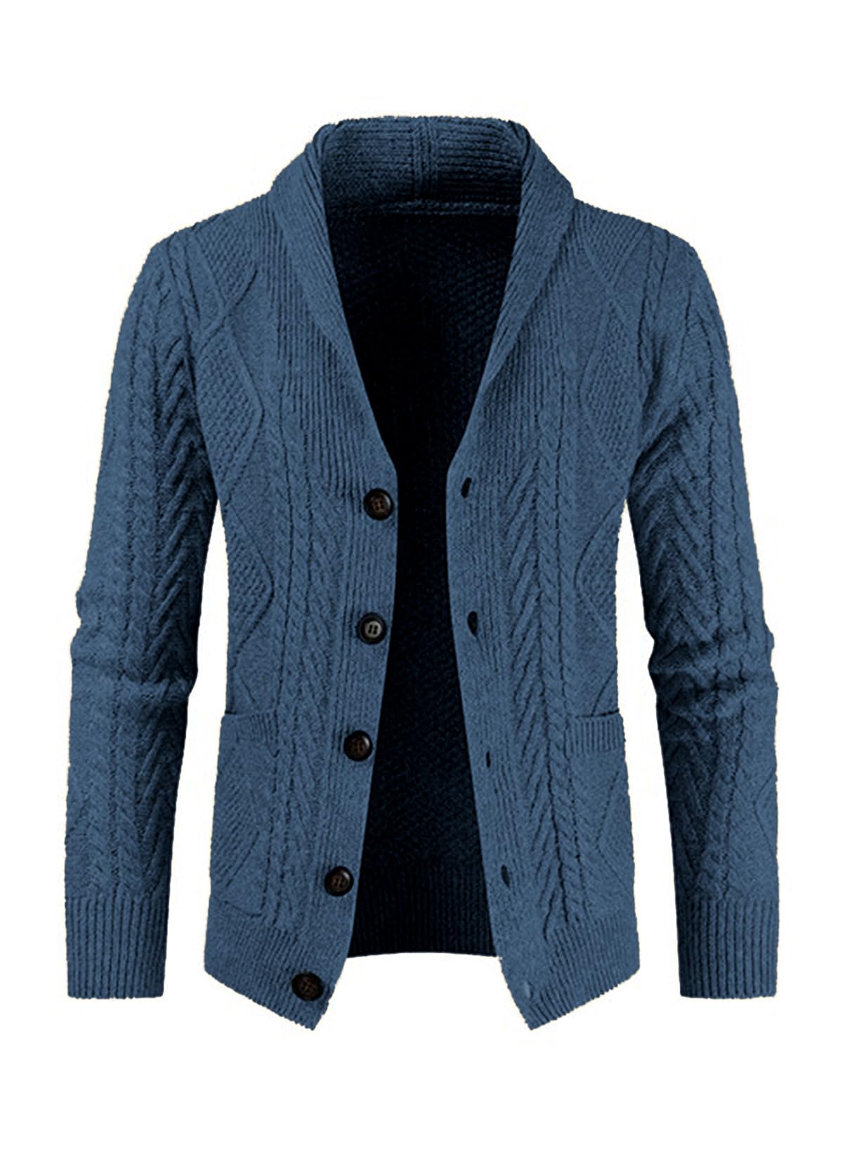 JMIERR Mens Shawl Collar Cable Knit Cardigan Sweater
