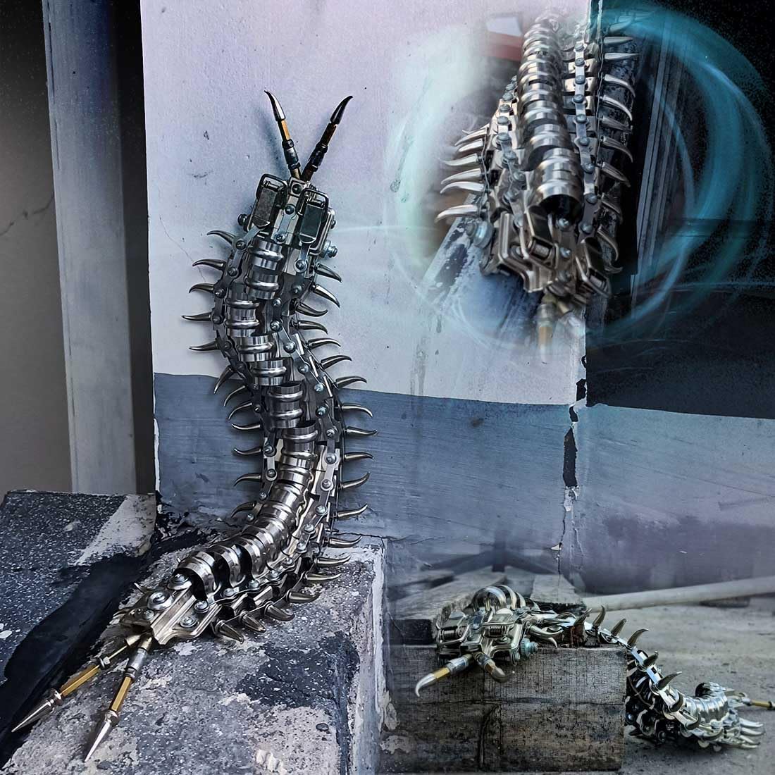 Puzzle 3D in metallo, set fai da te in metallo mobile a forma di mille piedi, decorazioni creative
