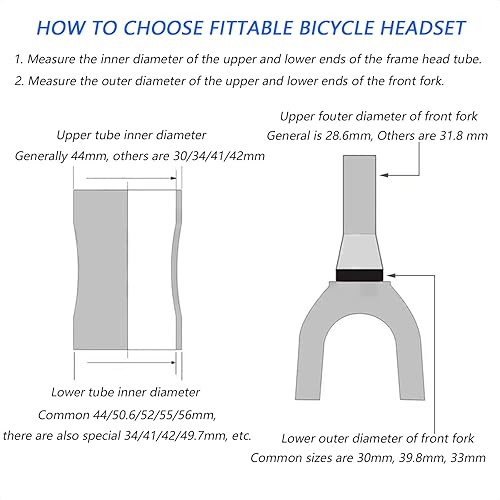 Miniatura 6 de Auriculares de tenedor de bicicleta, 1.339 in Auriculares de rodamiento de bicicleta CNC de alta precisión mecanizado accesorio de aleación de
