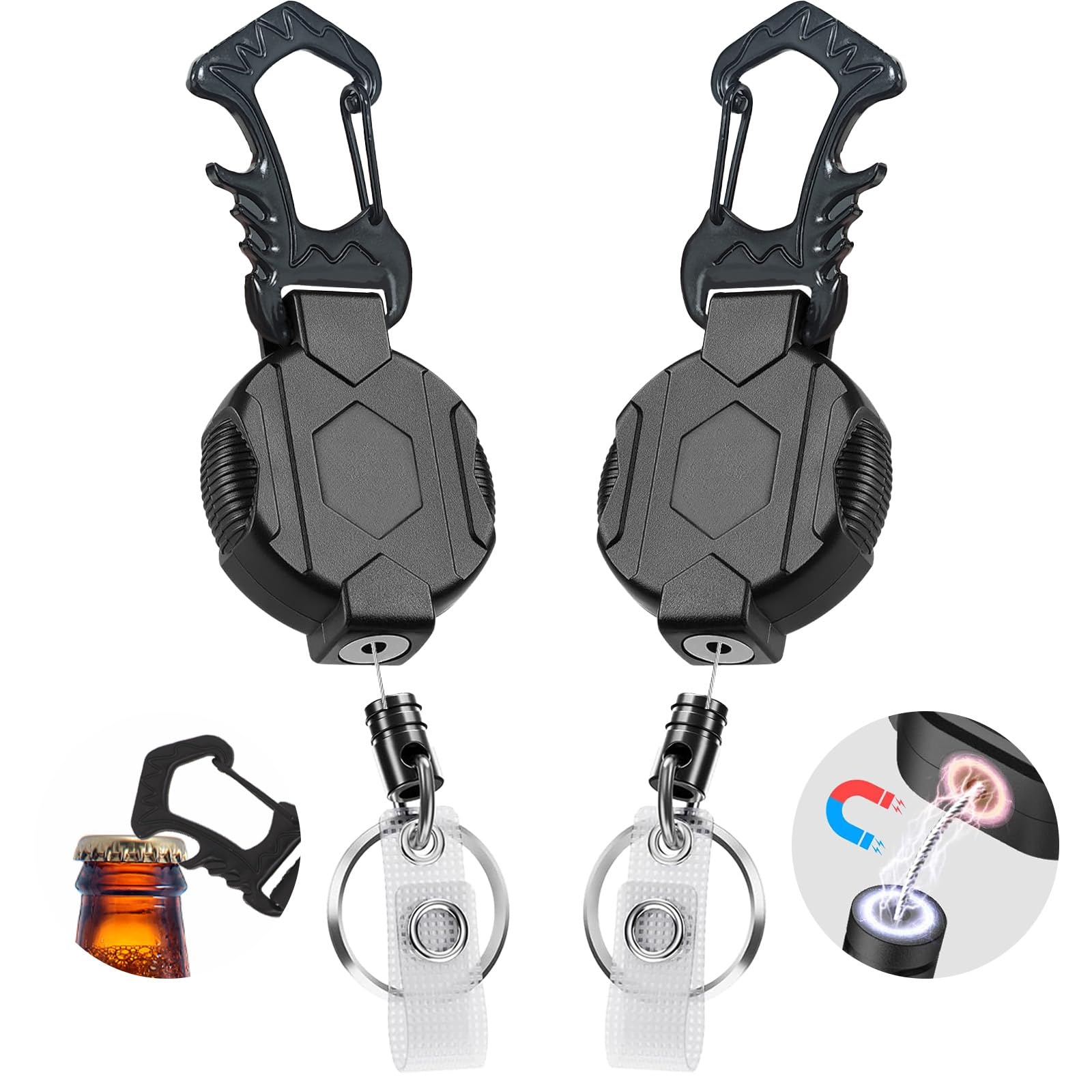MNGARISTA 2 Pack Heavy Duty Intrekbare Sleutelhanger Metalen Karabijnhaak