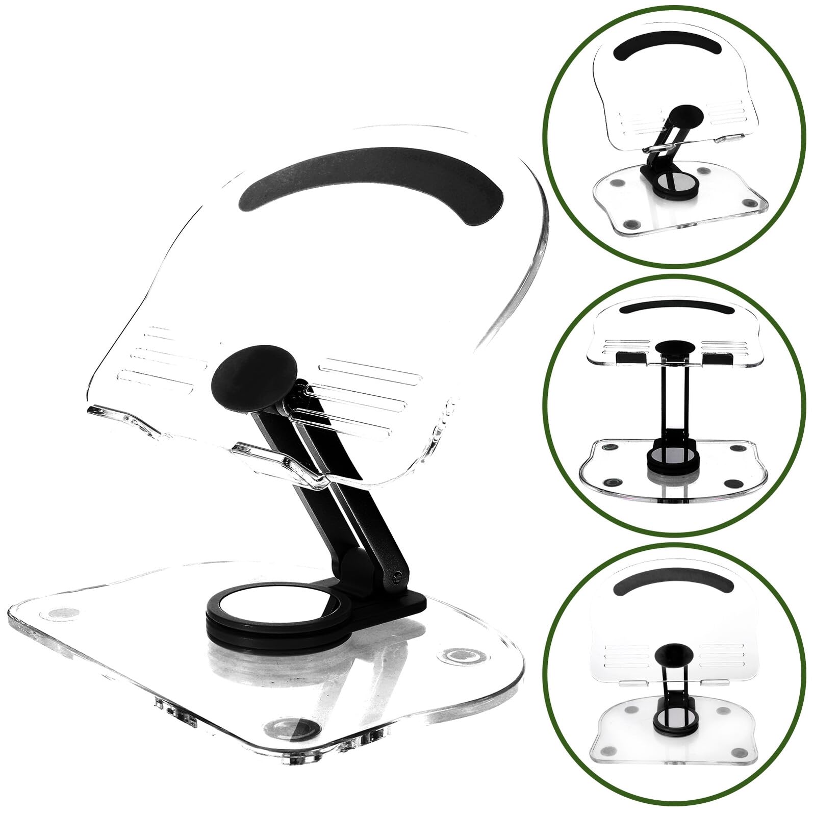 STOBAZA Soporte de Escritorio para Tablet Plegable y Ajustable de Acrílico Negro Base Antideslizante Soporte Sólido para Tabletas Portátil Adecuado para Oficina y Uso Multifuncional
