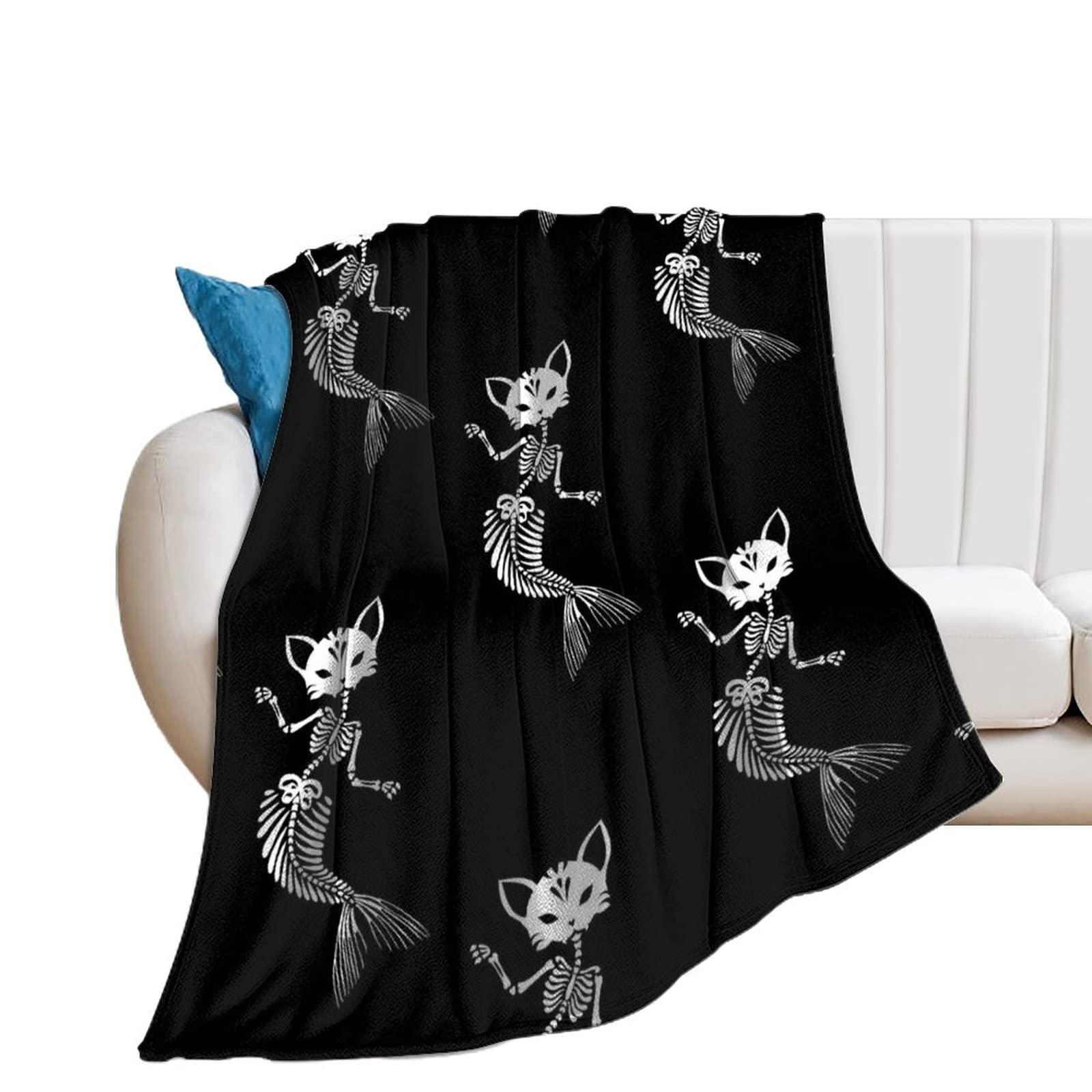 Couverture polaire queue de poisson chat plaid canapé flanelle doux jeté de canapé