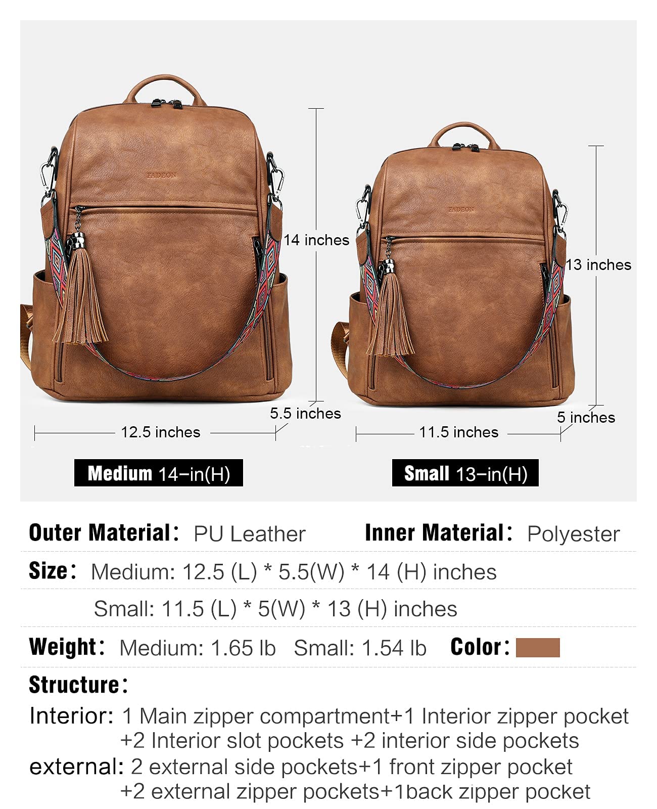 Buy FADEON Leather Backpack Purse for Women Designer Ladies Shoulder