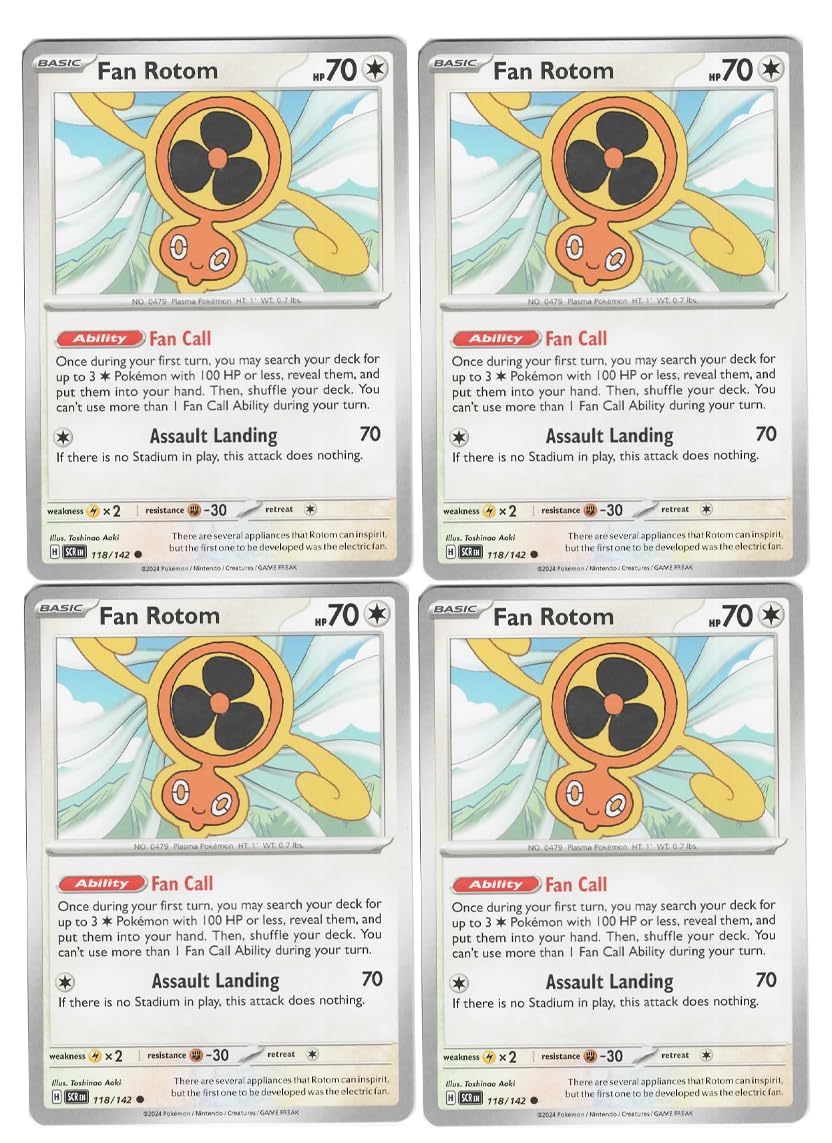 Fan Rotom 118 142 Stellar Crown - Pokemon Card Lot Playset x4