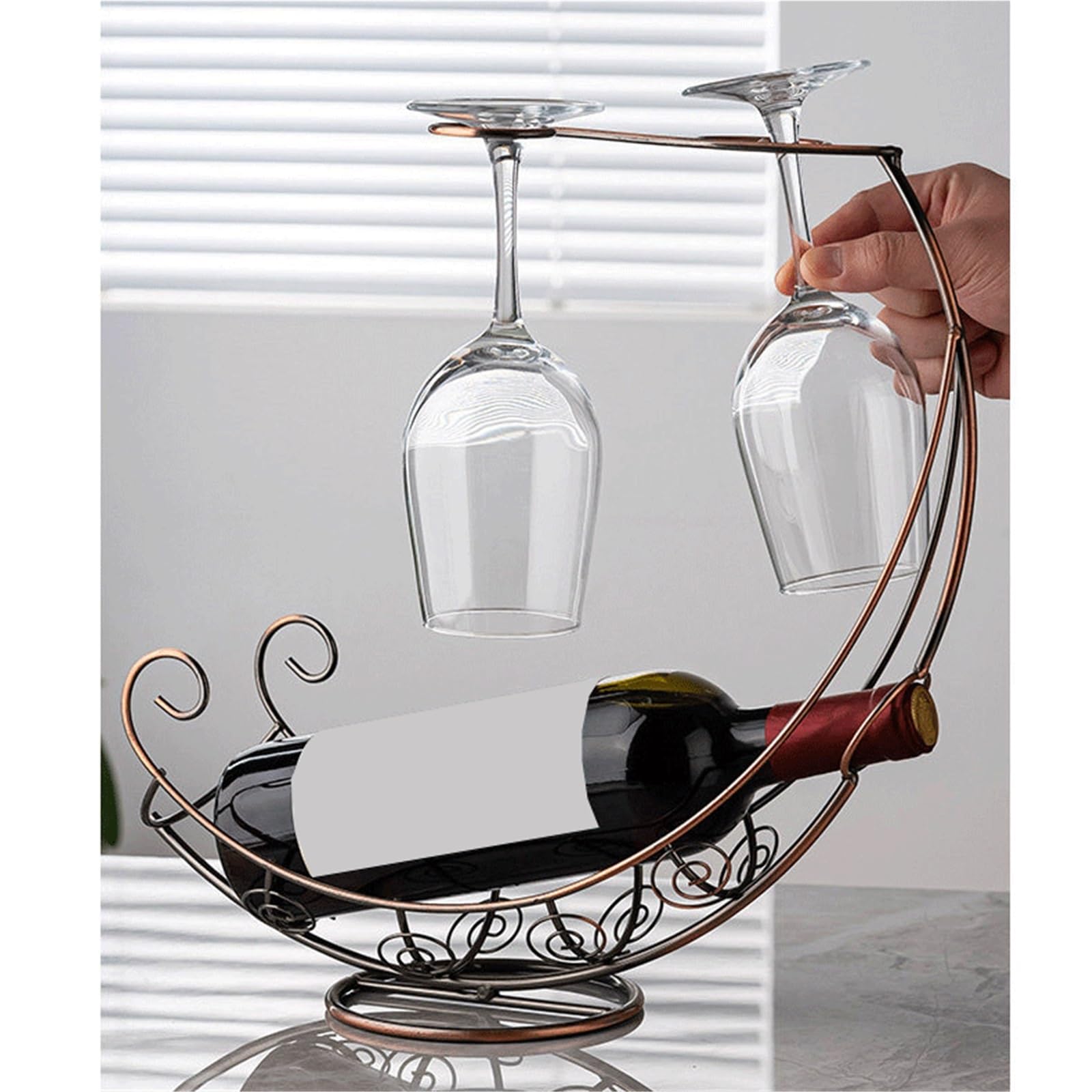 Arredamento Portabottiglie for vino in ferro battuto for la casa, pezzo decorativo alto da appendere