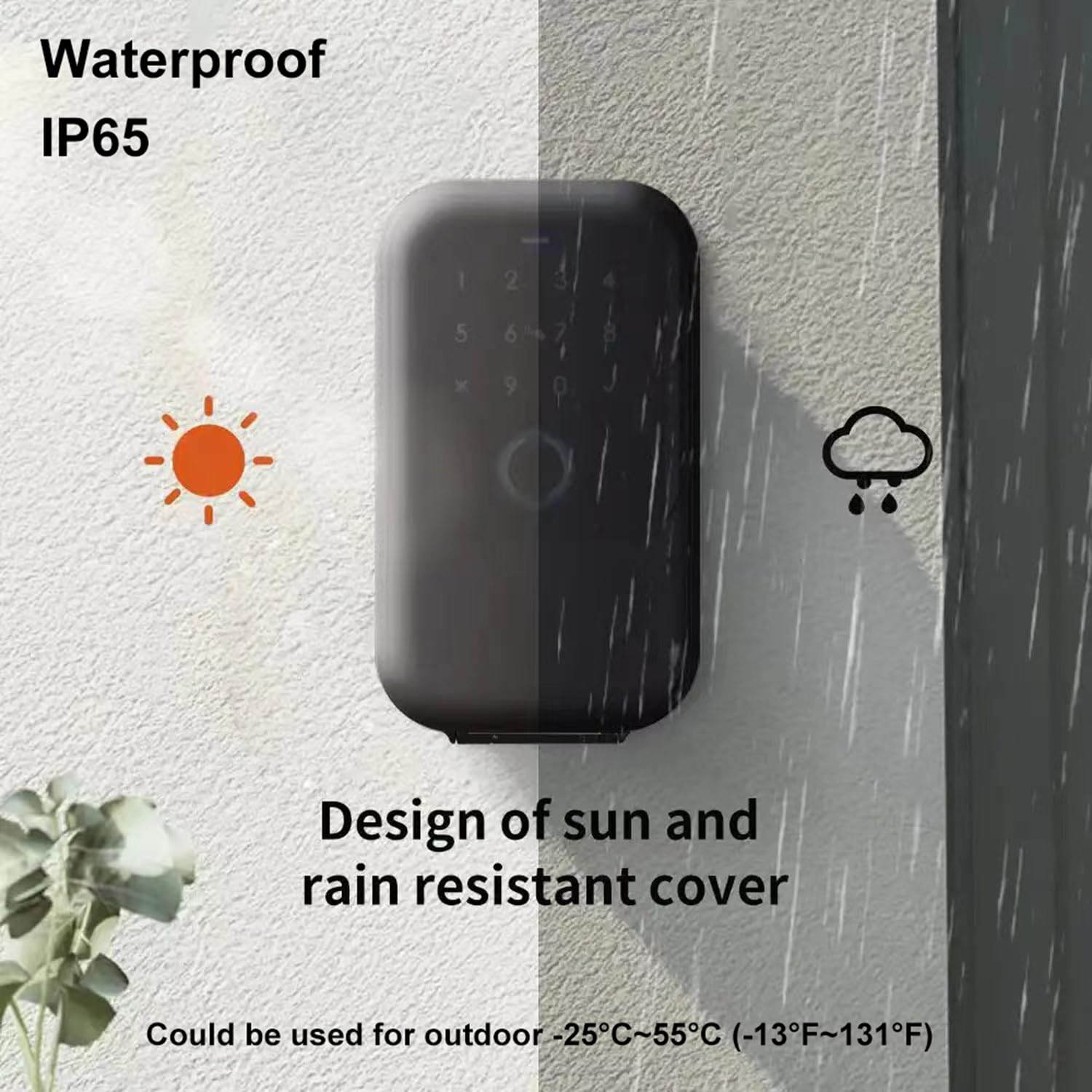 Intelligenter wasserdichter Schlüsselsafe unterstützt Tuya/Ttlock Bluetooth-Fingerabdruck-Schlüsselbox App-Fernzugriff für Wohnungsmakler Büro Haustürgriff und Wand,Tuya app