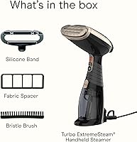 Vista 8 de Conair Vaporizador de mano para ropa, vaporizador de tela Turbo ExtremeSteam 1875W, diseño portátil de mano, vapor penetrante fuerte, exclusivo