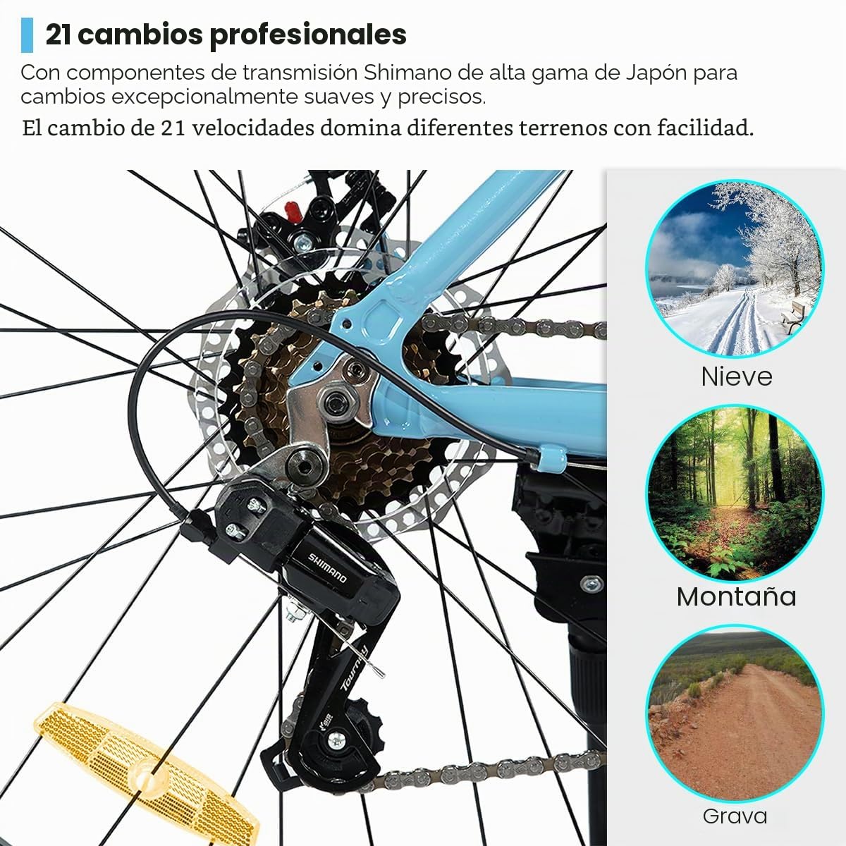 Hiland - Bicicleta de montaña de 26/27,5 pulgadas para mujeres, hombres y adultos, 21 velocidades, con marco de aluminio, frenos de doble disco, para hombre y mujer, color negro/verde/azul/morado