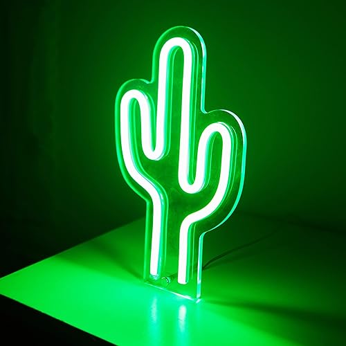 EASETIME Letrero de neón de cactus verde para decoración de habitación de niños, letrero de luz LED, decoración de pared para dormitorio,