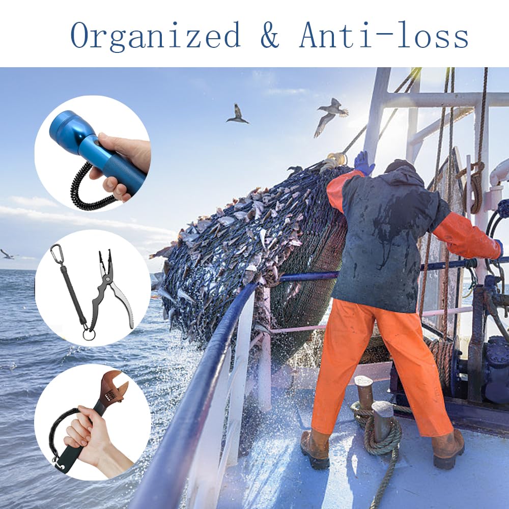 Spirales Retráctil de Seguridad Llavero Elástico Cordón de Pesca Robusto Anti-Pérdida para Llaves Cuerdas Extensibles para Canotaje, Kayak