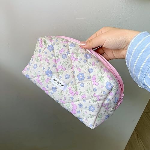 Miniatura 2 de Lindas bolsas de maquillaje de coqueta floral, Frutos de flores beige, Lindo y estético