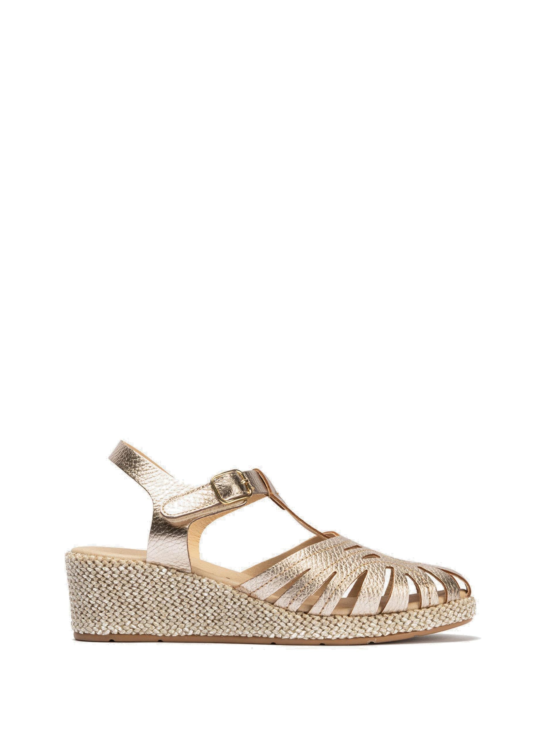 PITILLOS - Sandalias de pala,piel,cuña,plataforma imitación a esparto,alpargata,suela de goma,romana para: Mujer