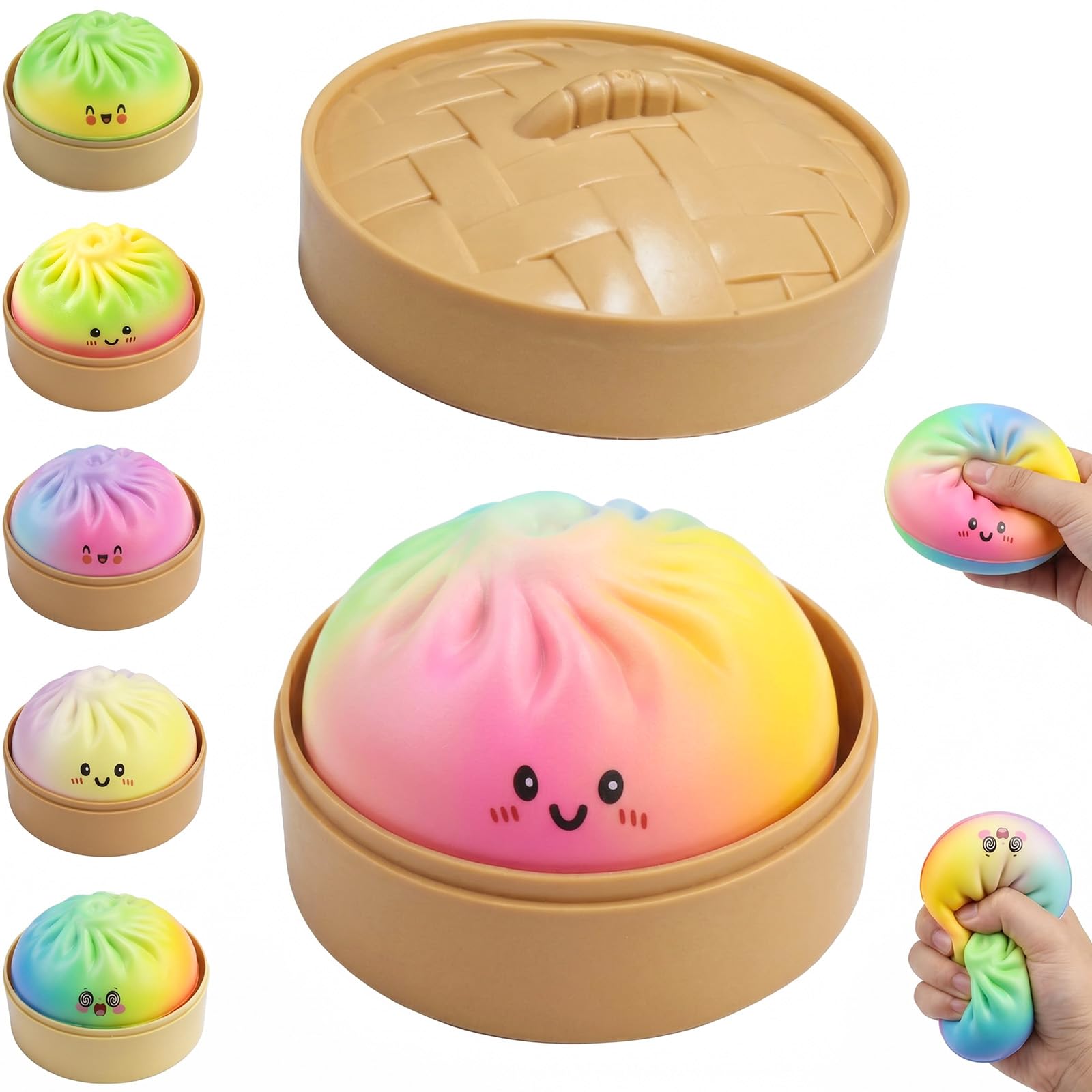 Dumpling Squishy, Mystery Dumpling Squishy, Large Dumpling Squishy Stress Ball, Jumbo Rainbow Mystery Squishy Sensory Toys, Gaint Mystery Dumplings for Anxiety Relief (Random color) — image 1