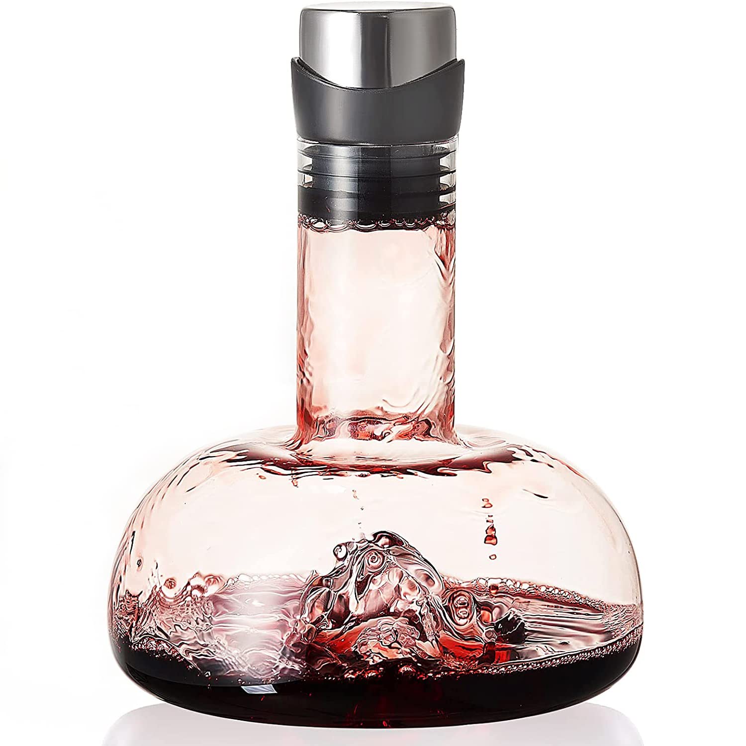 Wine Decanter, Iceberg Red Wine Breather Carafe with Aerator, 100% Hand Blown Lead-free Crystal Glass, Wine Gifts for Christmas (1200ML)