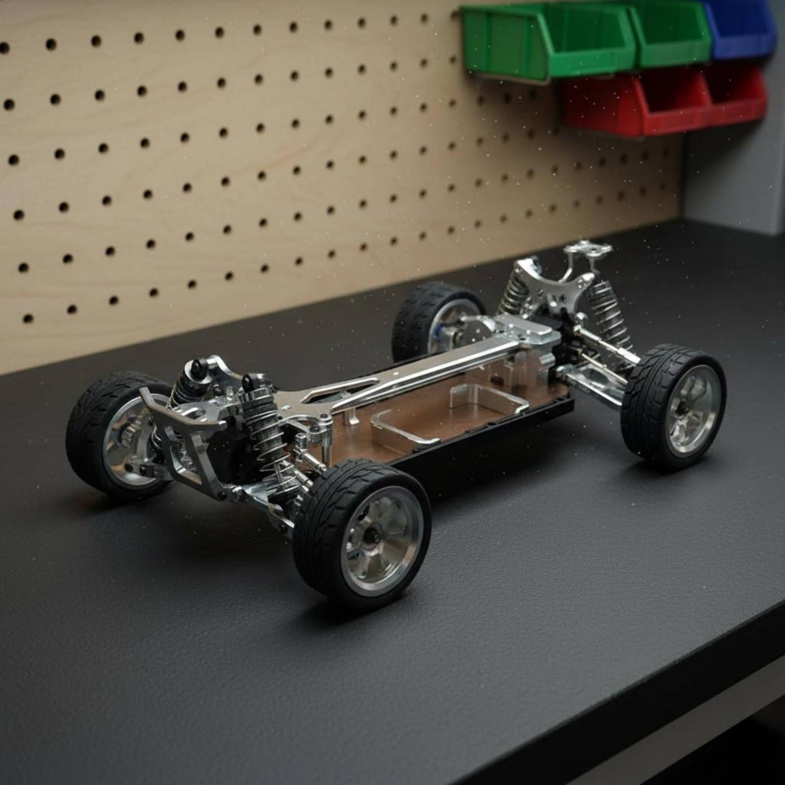 predolo Chasis RC de Aluminio para Coche Teledirigido Marco Bastidor Estructura Metal Resistente y Rigidez Mejorada Montaje /12 Adecuado para Aficionados y Carreras en Pista y Terreno, Rojo