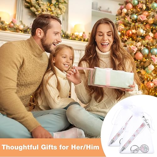 Miniatura 6 de Juego de regalo cristiano, bolígrafos florales con versículos bíblicos, llaveros con versículos bíblicos florales, mini tarjetas de bendición de