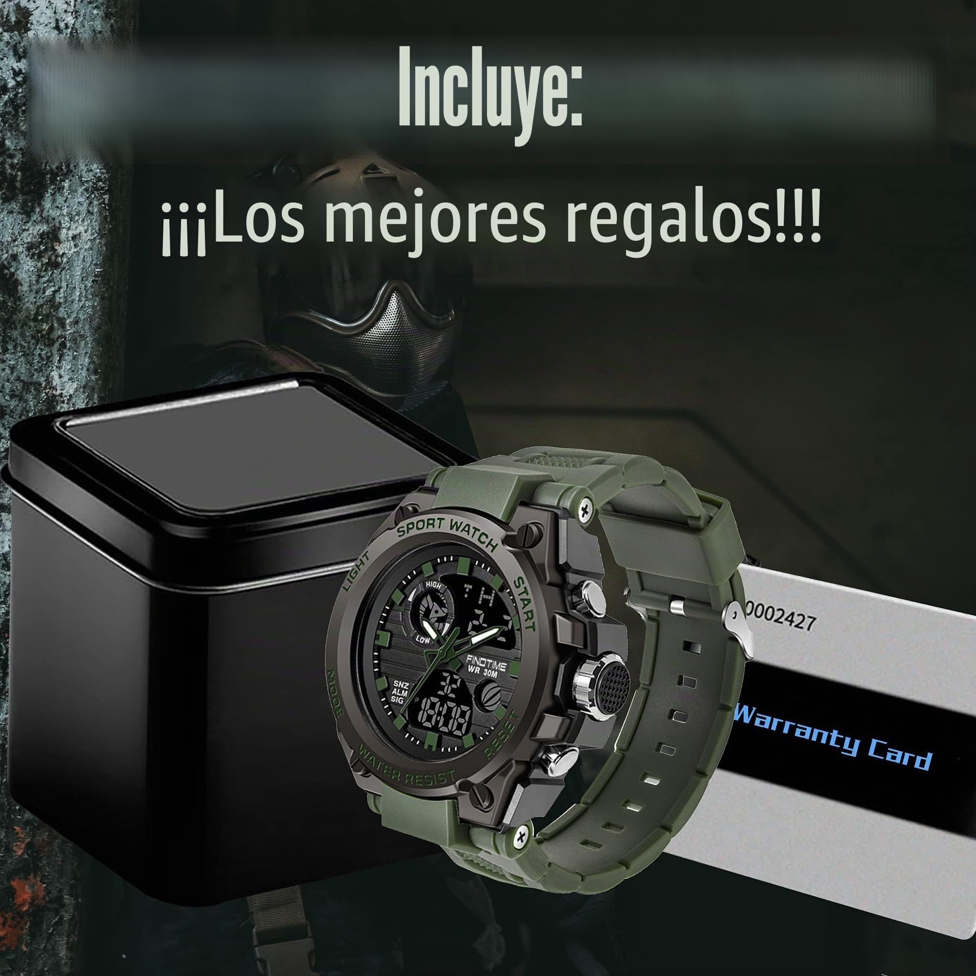 Reloj deportivo digital militar para hombre, resistente al agua hasta 50 m | con cronómetro, alarma, temporizador de cuenta atrás y pantalla de hora dual