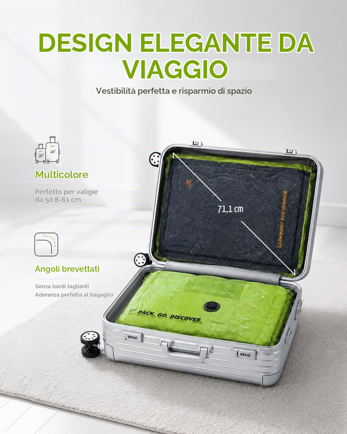 Vacbird 15 Pezzi Sacchetti Sottovuoto Vestiti viaggio con Pompa Ricaricabile Senza Fili, Buste Sottovuoto Vestiti in 3 Misure (40x54, 47x64, 47x64x12 cm) Salvaspazio per Bagagli e Valigie