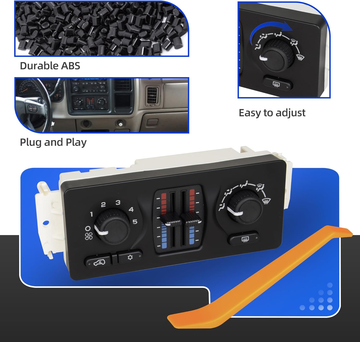 Climate Control Module 599-210XD A/C Control Panel Compatible with Chevrolet Silverado Suburban 1500 2500 3500 Avalanche Tahoe Trailblazer GMC Envoy Sierra Yukon Replace OE 10370033