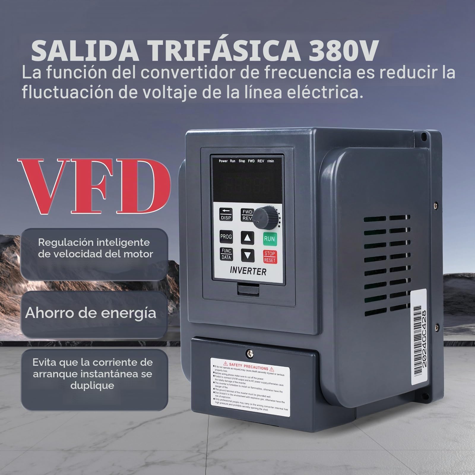 DEWIN Variador de Frecuencia Monofasico,2.2kW Entrada monofásica 220V Salida trifásica 380V,Variador de Frecuancia Regulador de Velocidad Motor(Modelo de fábrica:AT4-2200X)