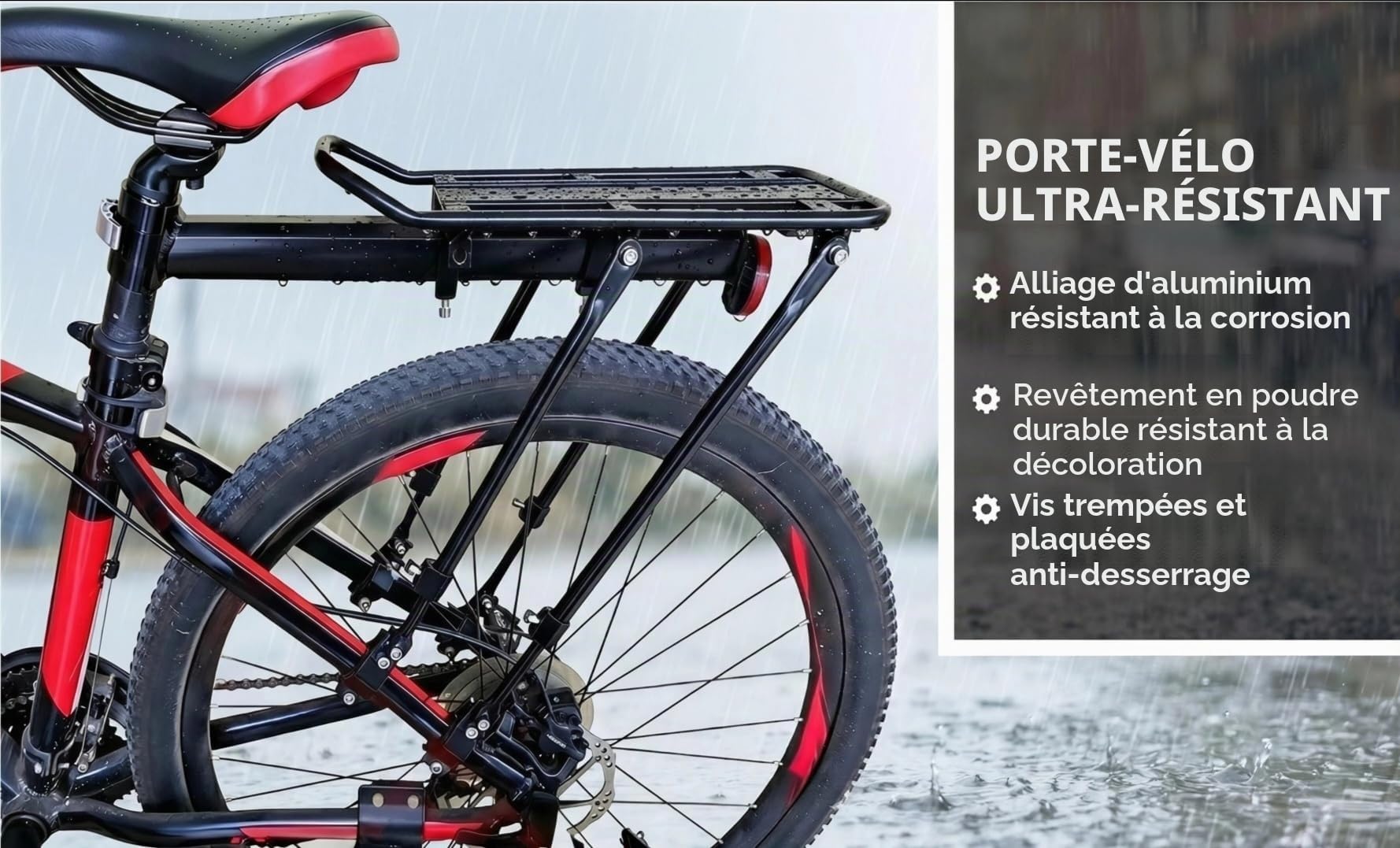 COMINGFIT – Porte-Bagage Universel réglable pour vélo à roulements Solides, capacité de Charge de 81,6 kg