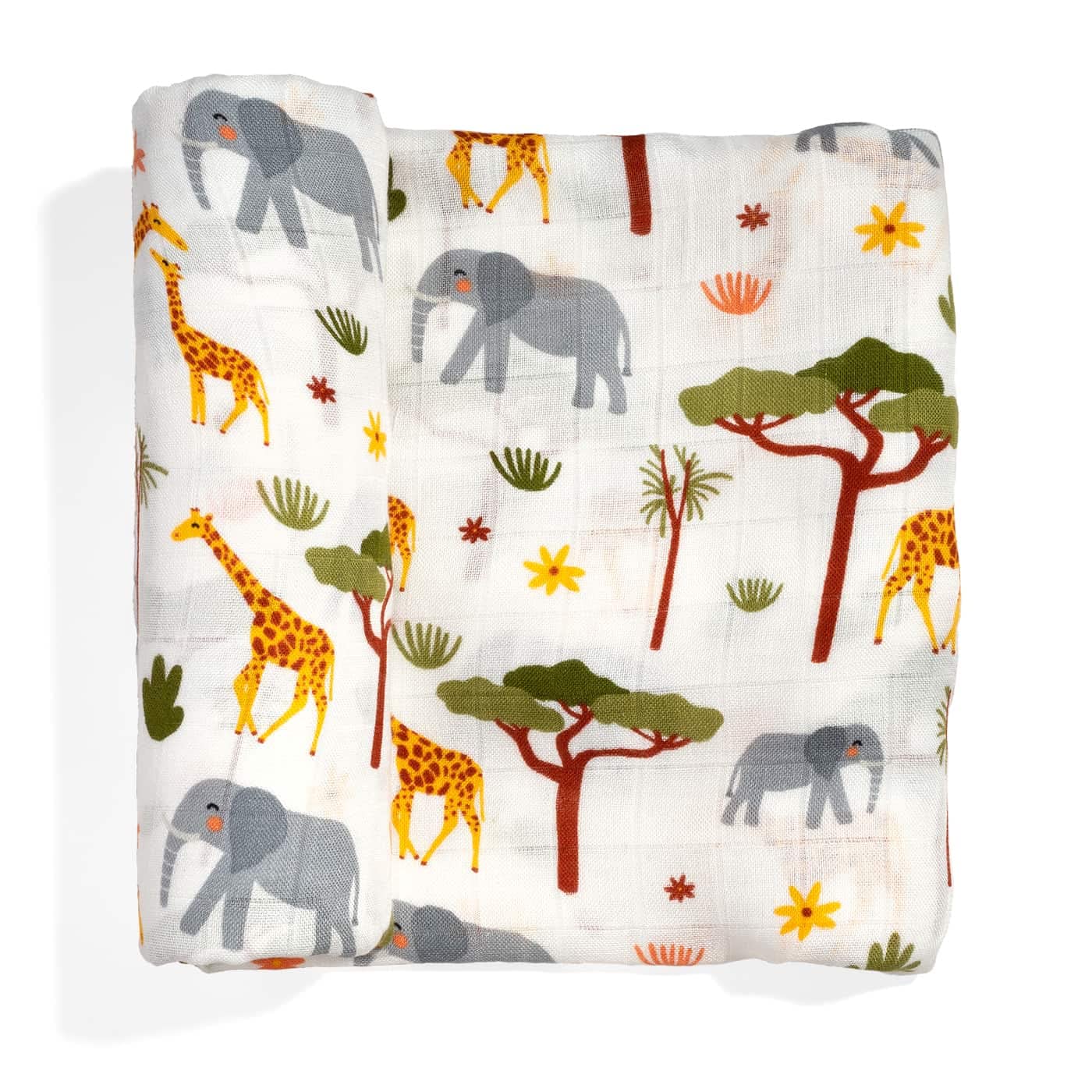 Rookie Humans Super Soft Viscose from Bamboo Muslin Swaddle Blankets for Baby Girls and Boys – Silky Soft - 47 x 47 inches Swaddling Blankets - Newborn Baby Essentials, Savanna