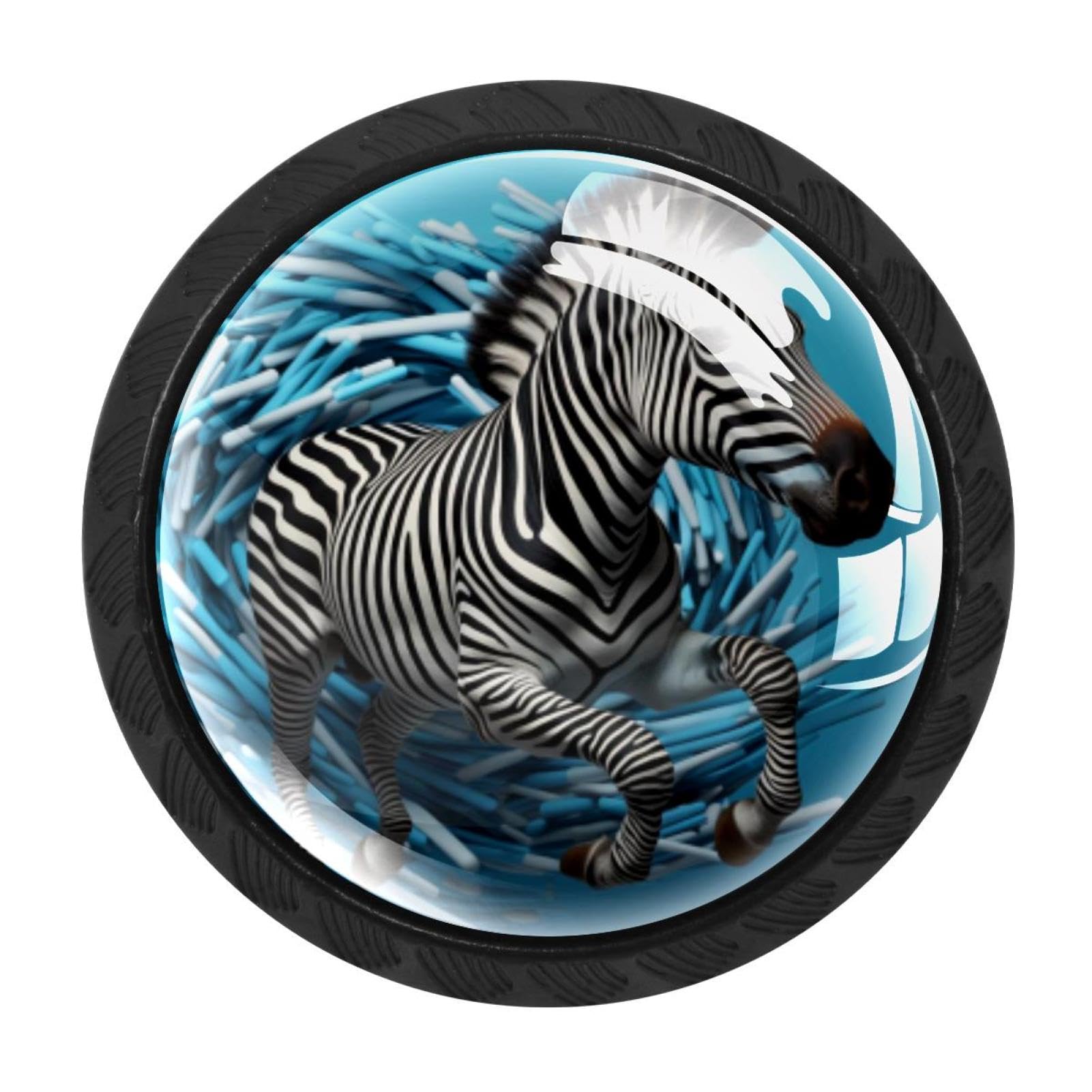 CHENZZZZ 4 Pieces Zebra Drawer Knobs, 35mm Black Cabinet Knobs, Drawer Pulls and Knobs, Dresser Drawer Knobs, Cabinet Hardware Kitchen Cabinet Knobs