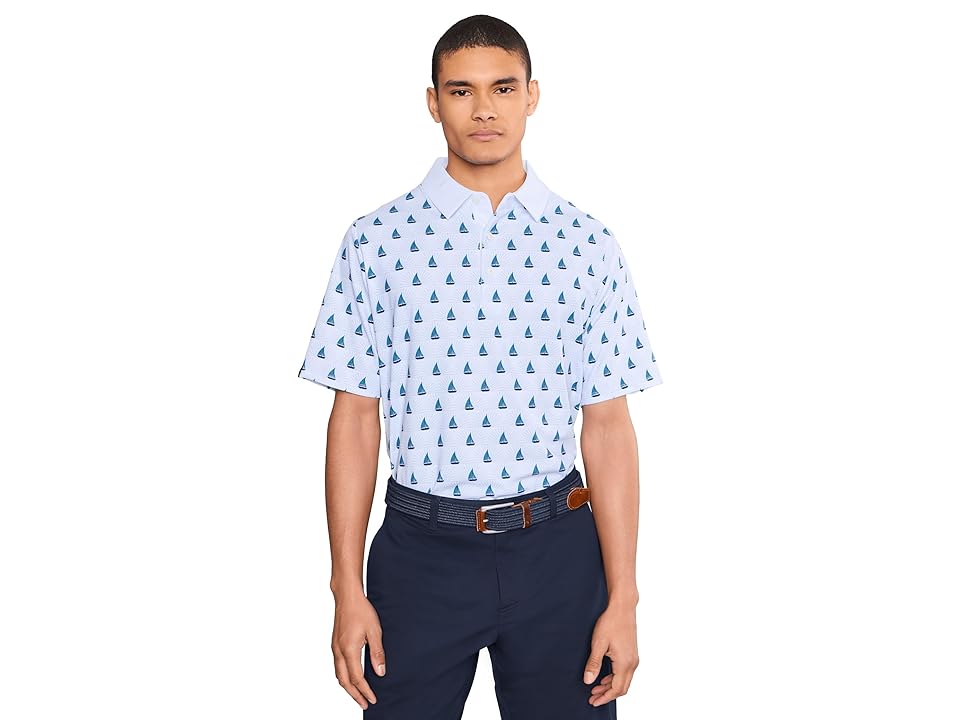 Callaway Sailboat Sunset Geo Print Polo Men's Clothing Bright White: 2xl In Blue