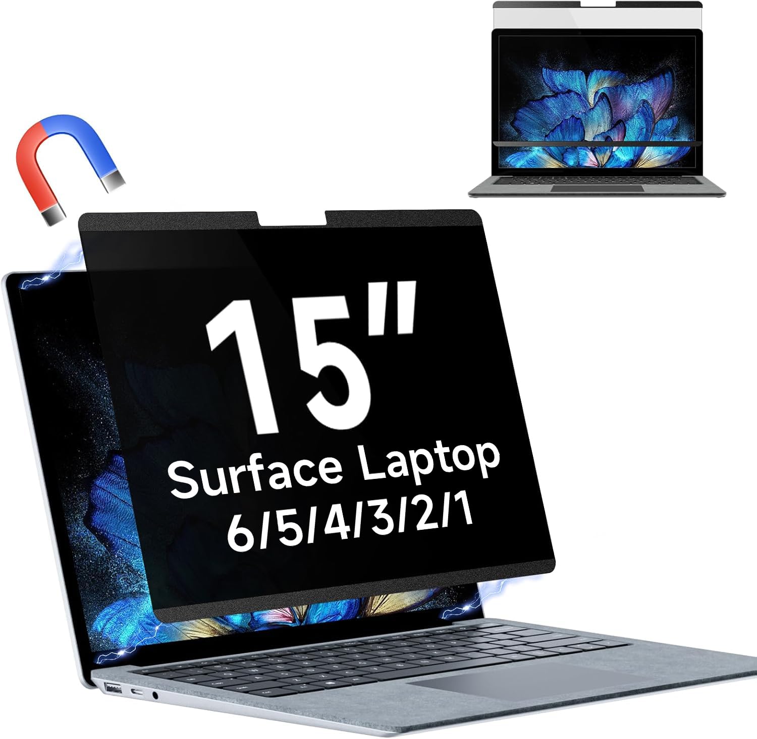 Blickschutzfilter, magnetisch, für Microsoft Surface Laptop 6/5/4/3/2/1, abnehmbar, Bildschirmschutz, Blaulichtfilter, Anti-Spying-Display für Computer Surface 15 Zoll (38,1 cm)