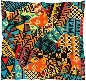 Tavisto Colored African Motifs Square Silk Hair Scarf for Women, Lightweight Summer Head Scarf for Girls Wedding Travel Yoga Handkerchief Shawl Sunscreen Scarves Hair Accessories 23.6 Inches